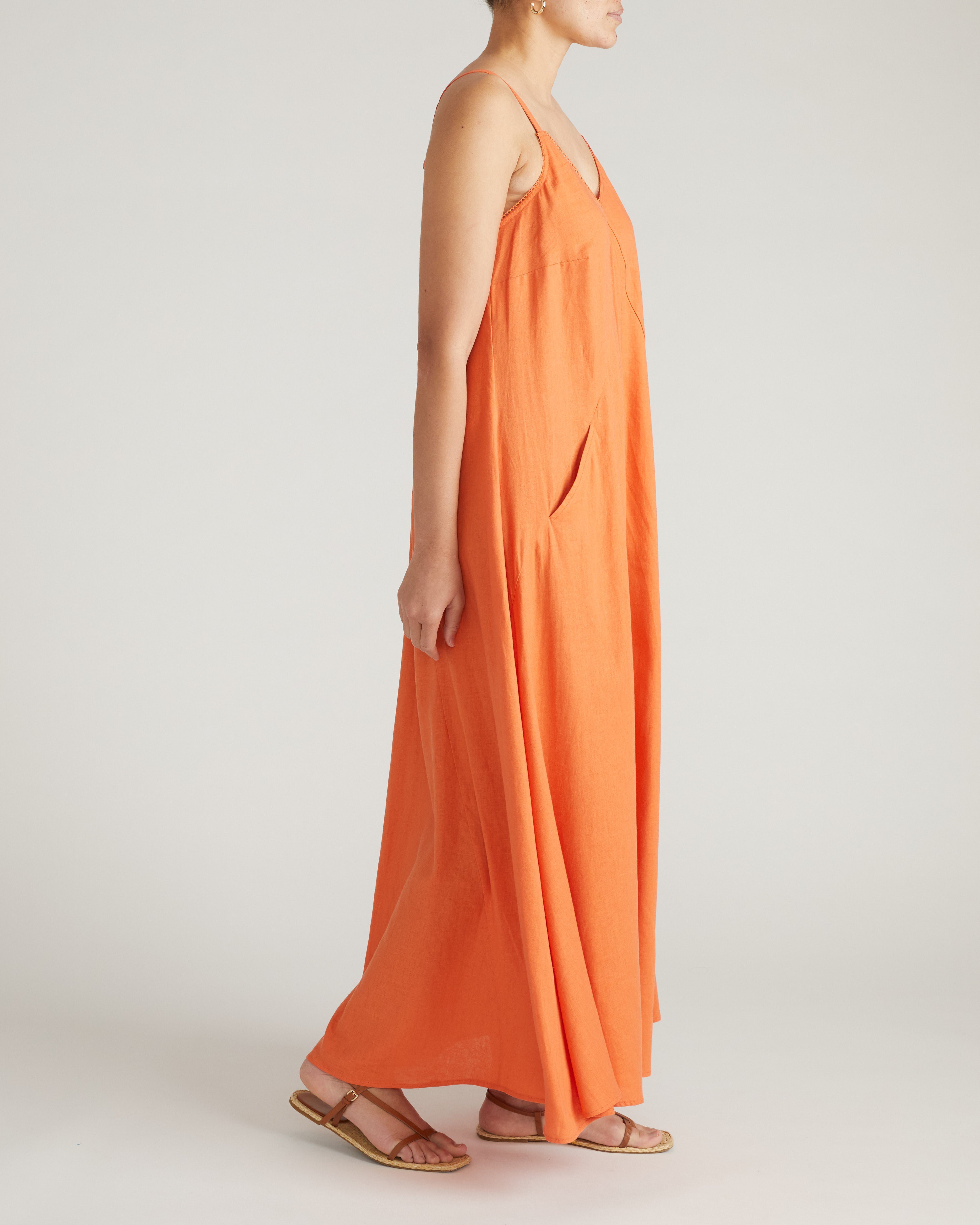 Kite Linen Blend Dress - Italian Orange