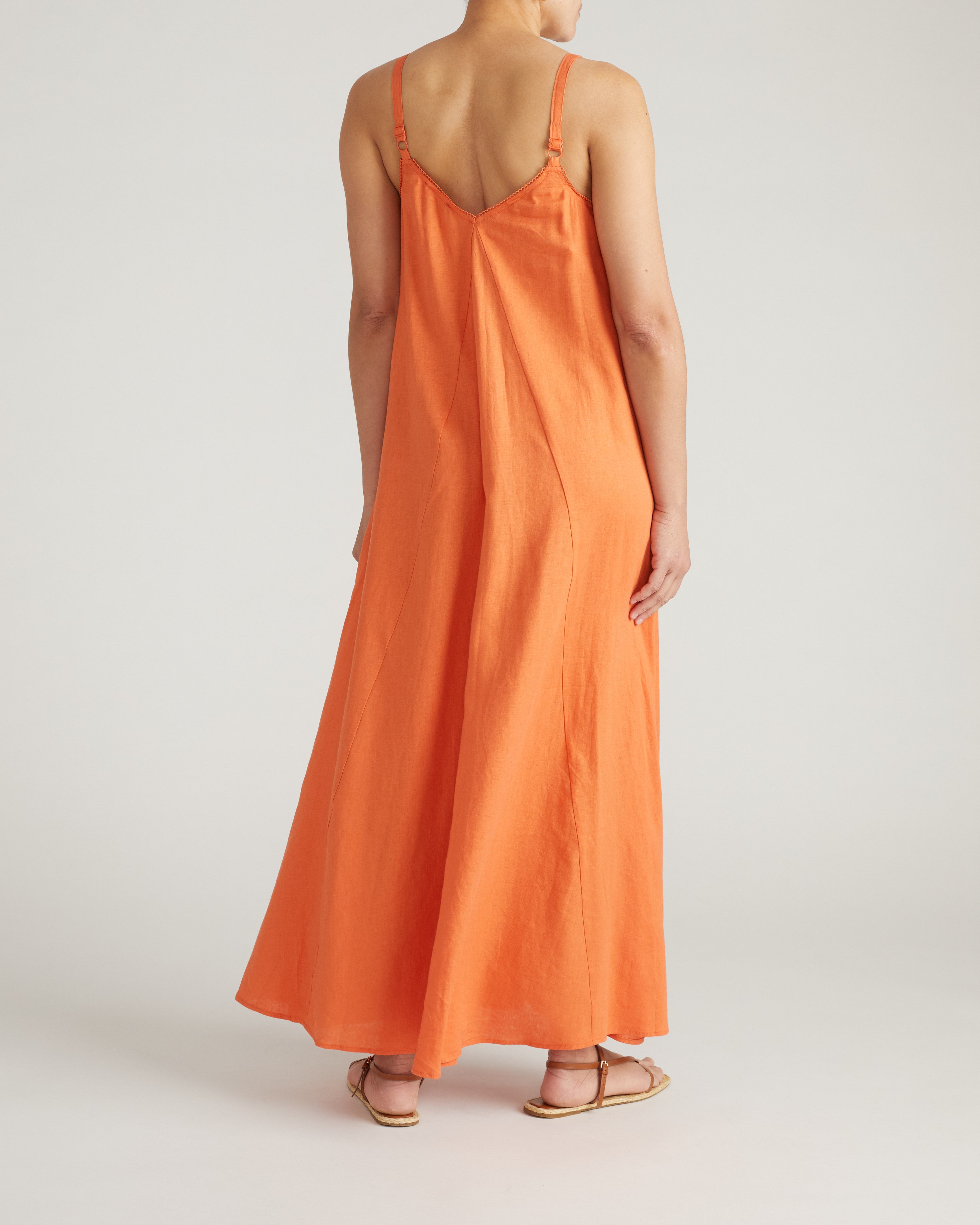 Kite Linen Blend Dress - Italian Orange
