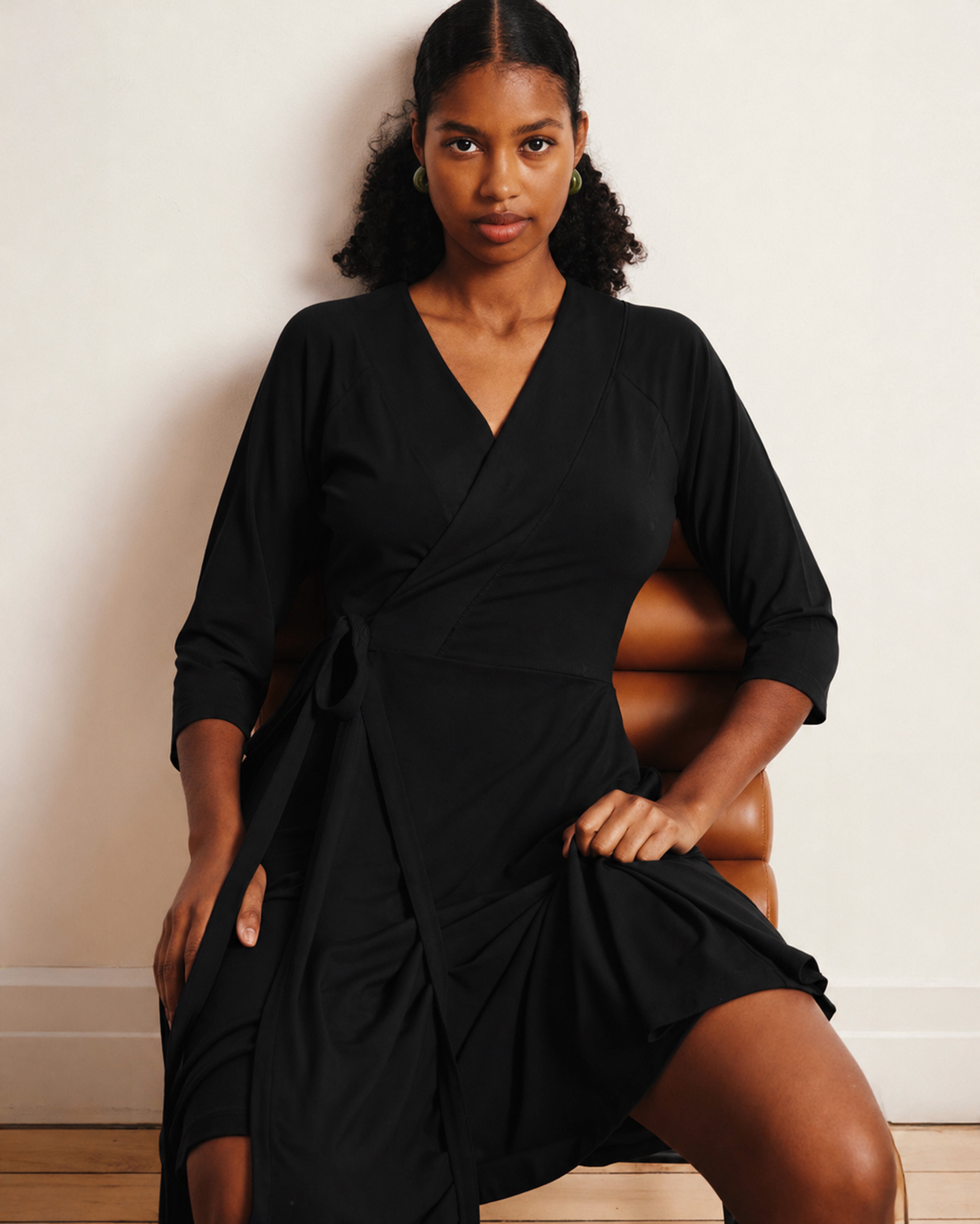 The Divine Jersey Wrap Dress - Black