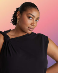 Shoulder Knot Dress - Black