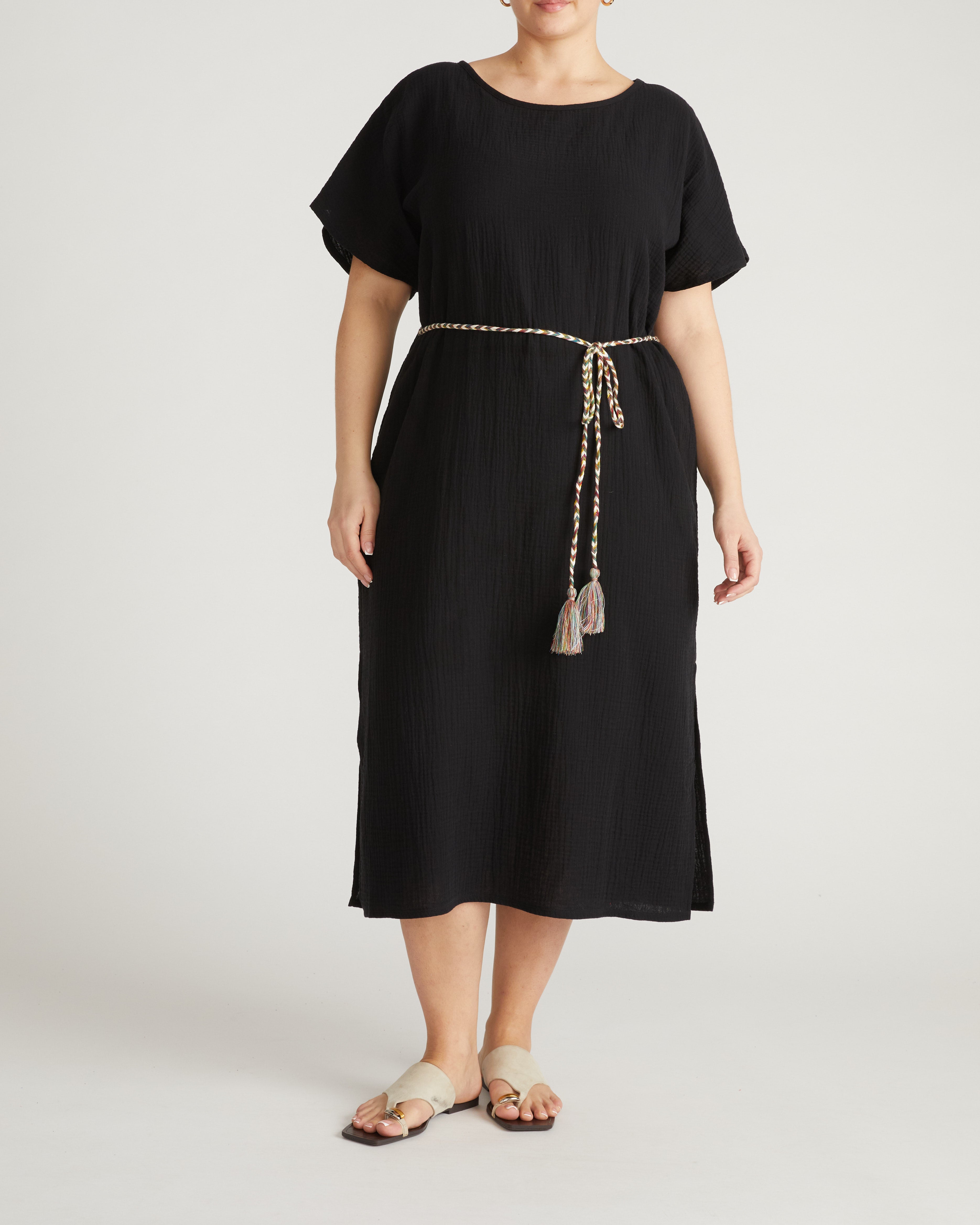 Luxe Cotton Gauze Beach Dress - Black