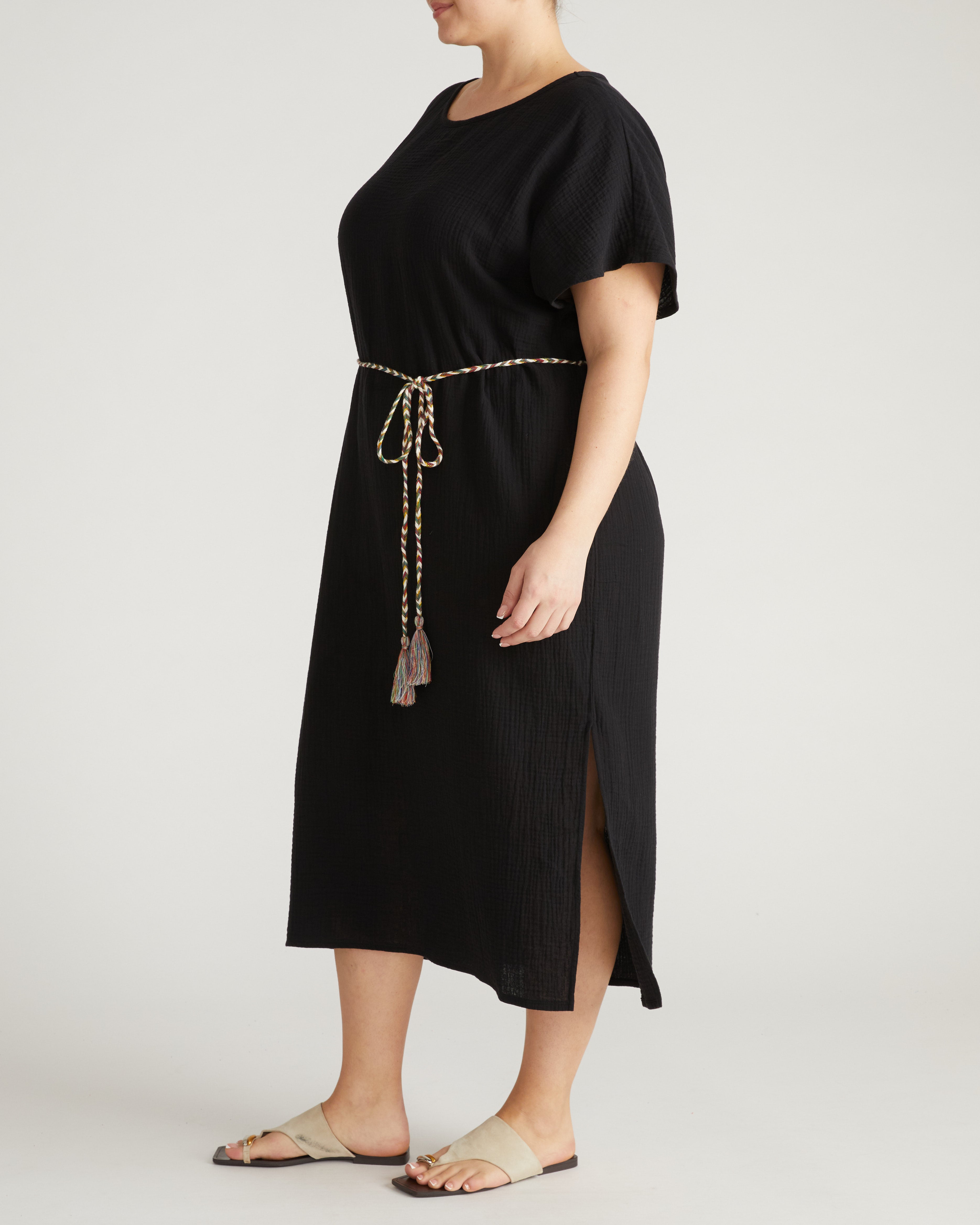 Luxe Cotton Gauze Beach Dress - Black
