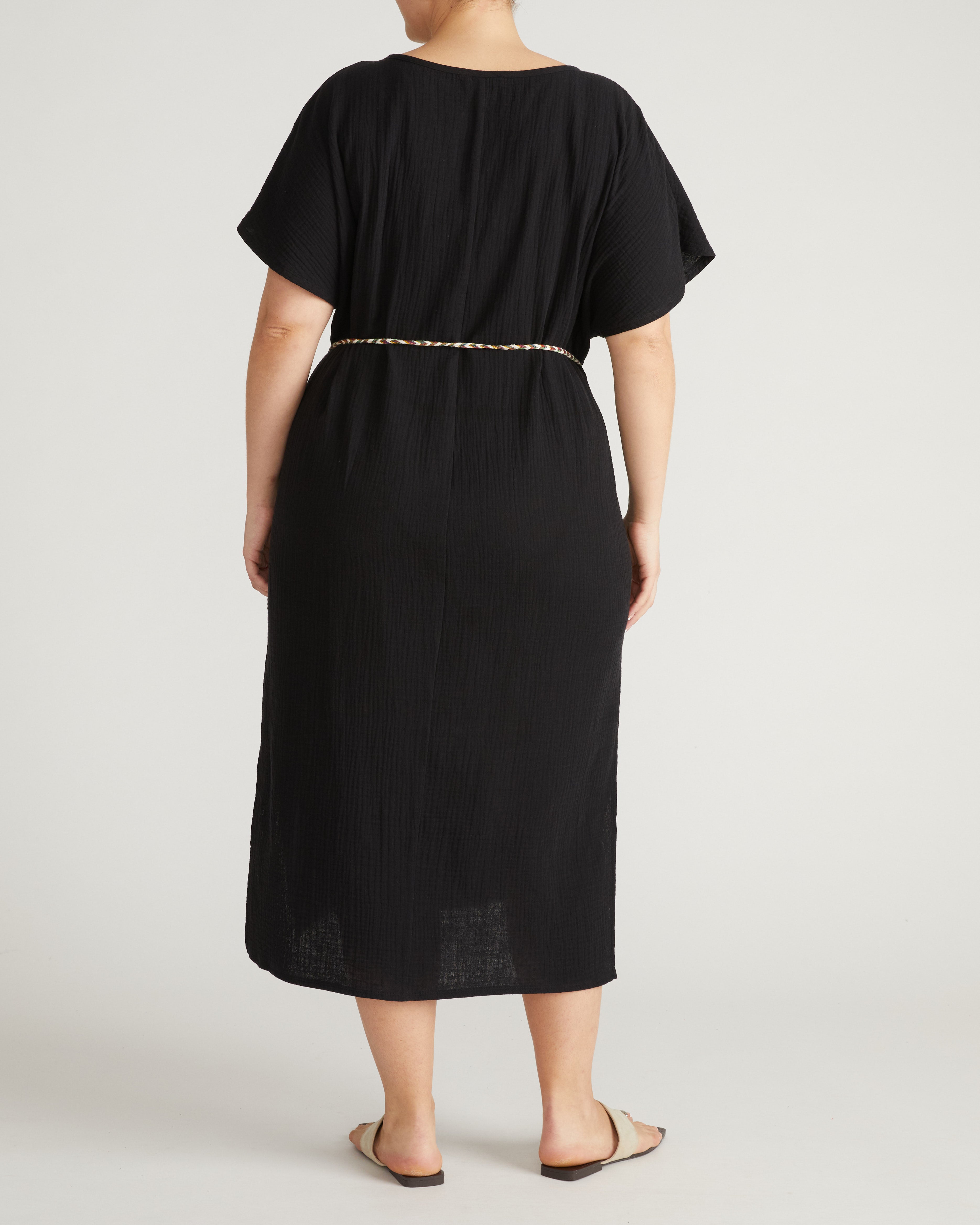 Luxe Cotton Gauze Beach Dress - Black
