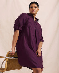 Linen Blend Rubicon Shirtdress - Acai