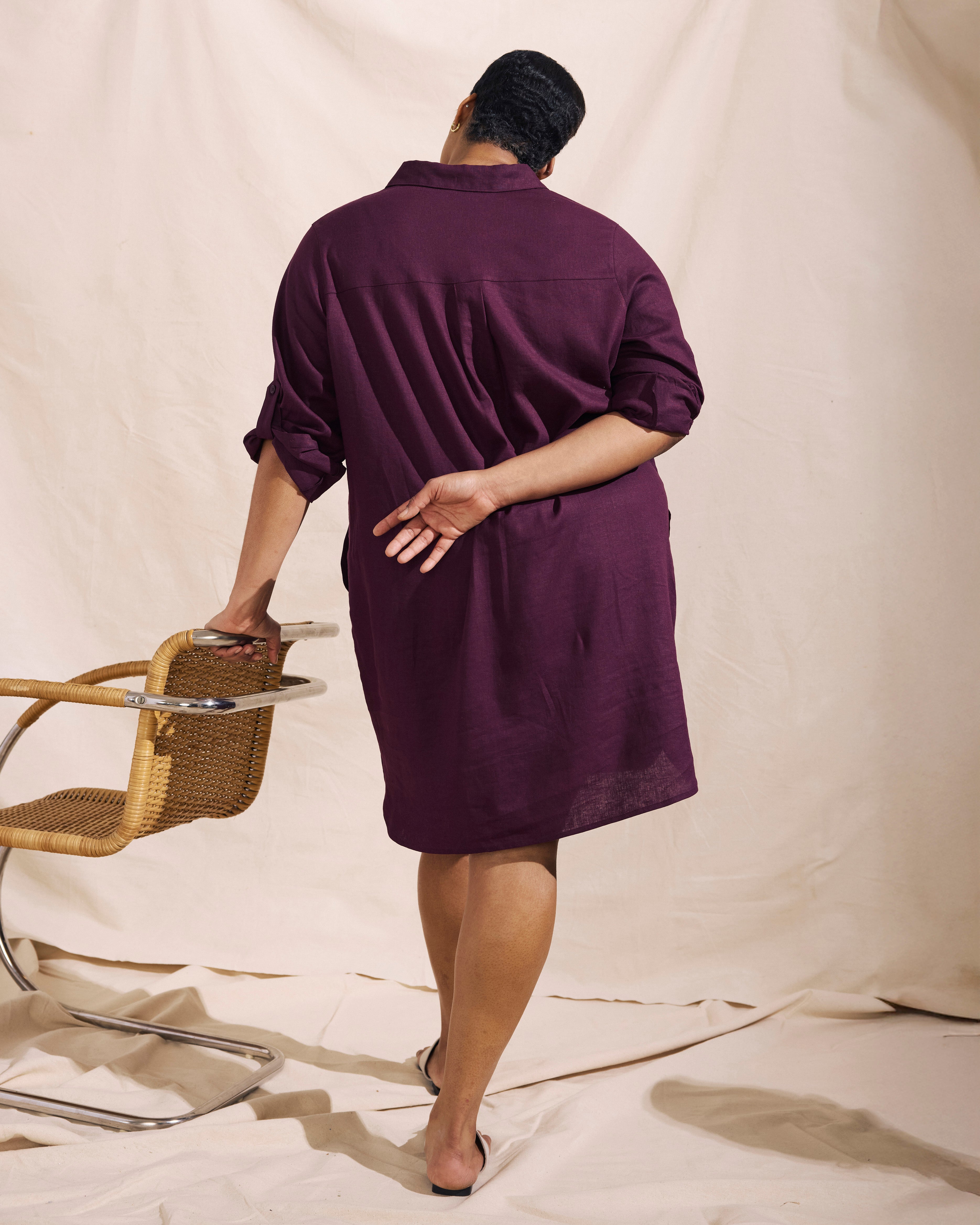 Linen Blend Rubicon Shirtdress - Acai