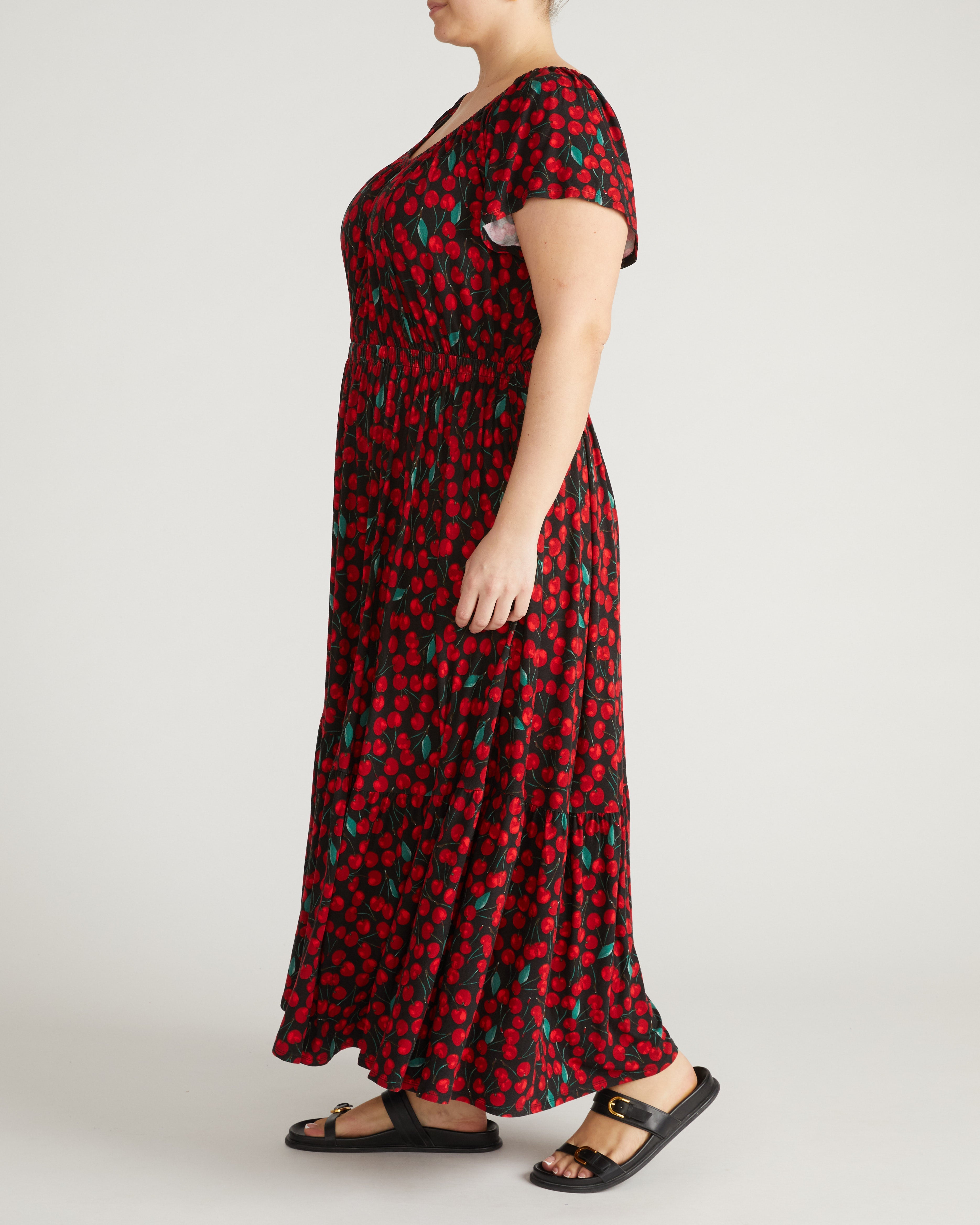 Kahlo Liquid Jersey Dress - Very Cherry Print