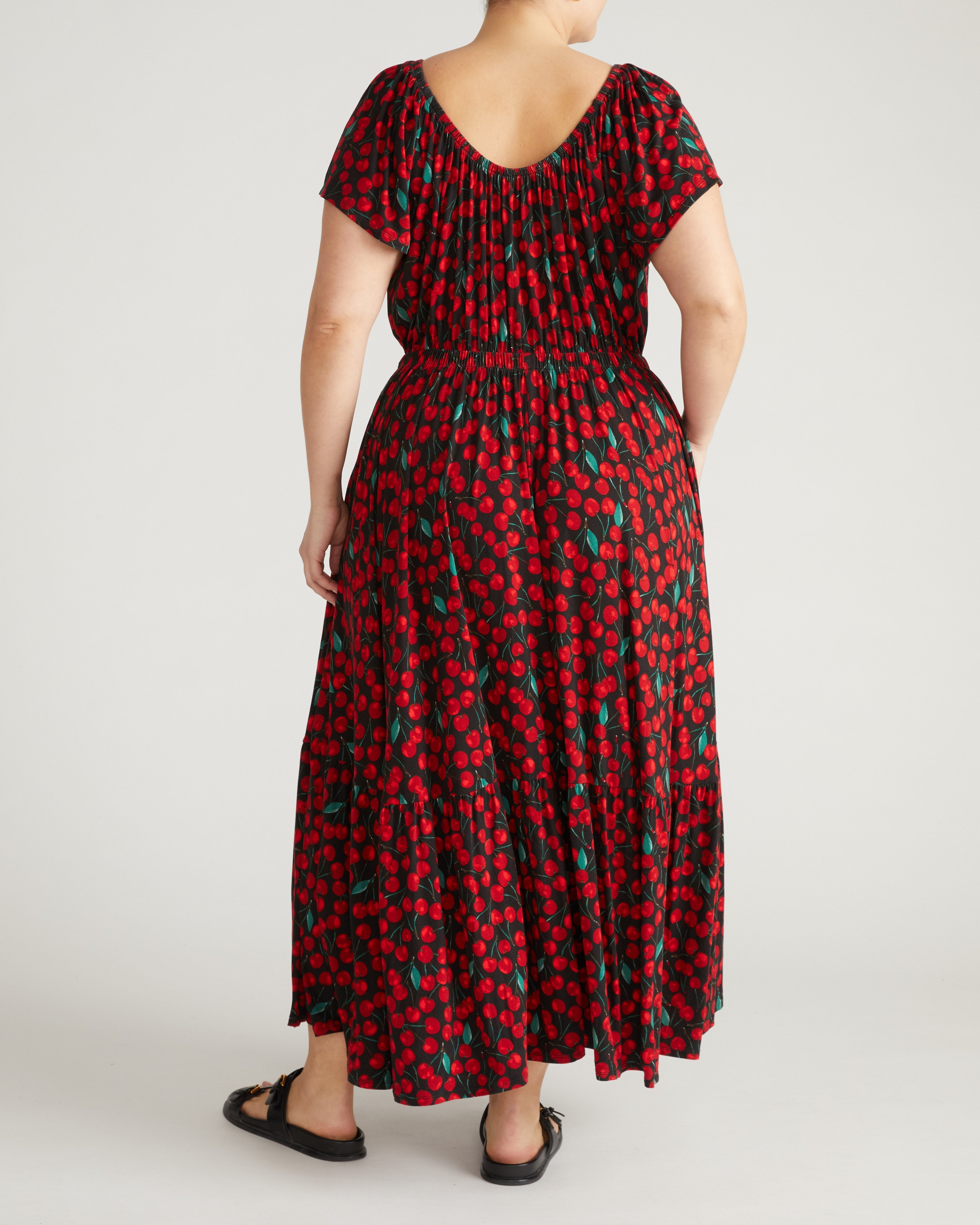 Kahlo Liquid Jersey Dress - Very Cherry Print