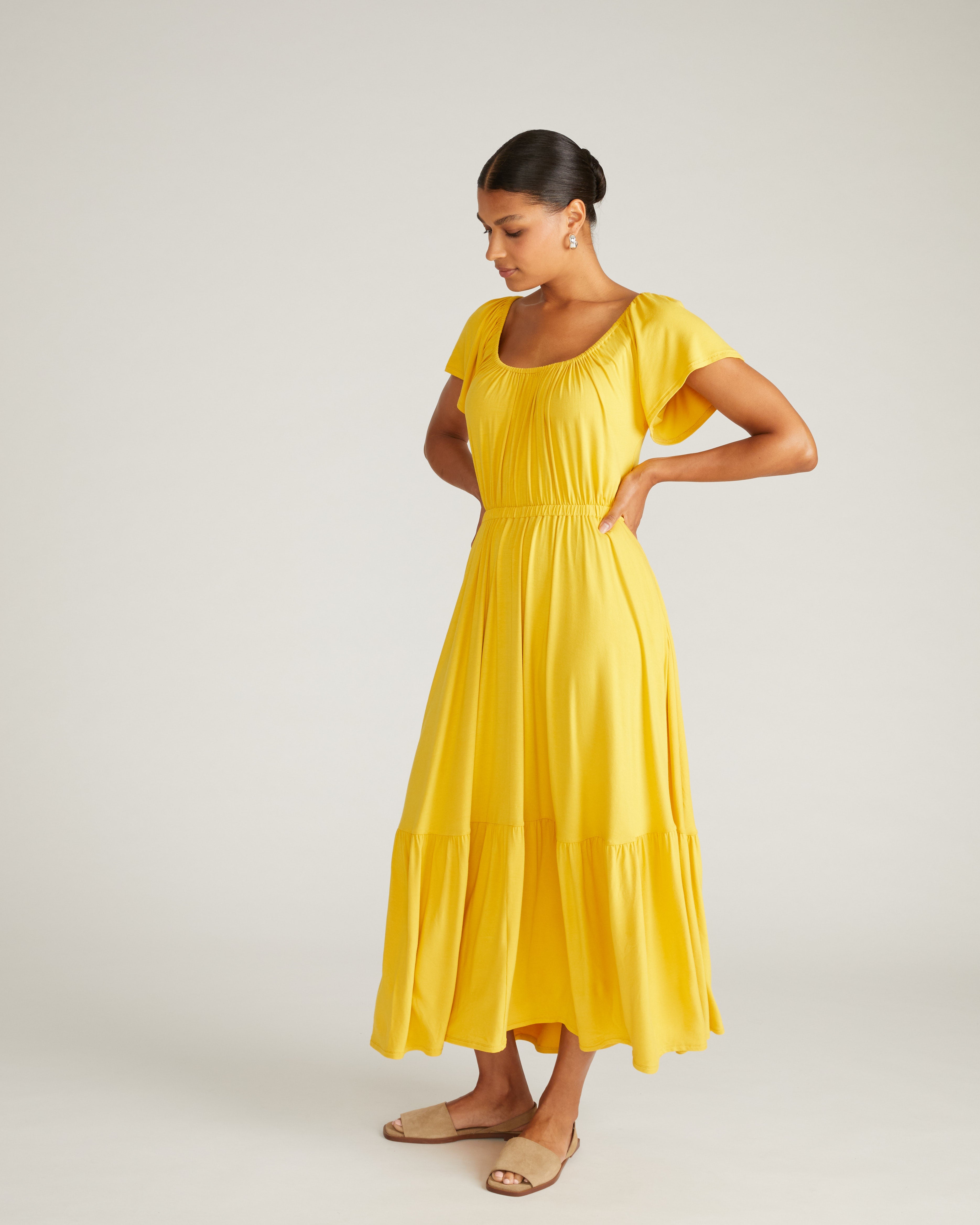 Kahlo Liquid Jersey Dress - Golden Hour