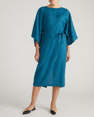 Lio Linen Blend Dress - Ink Blue