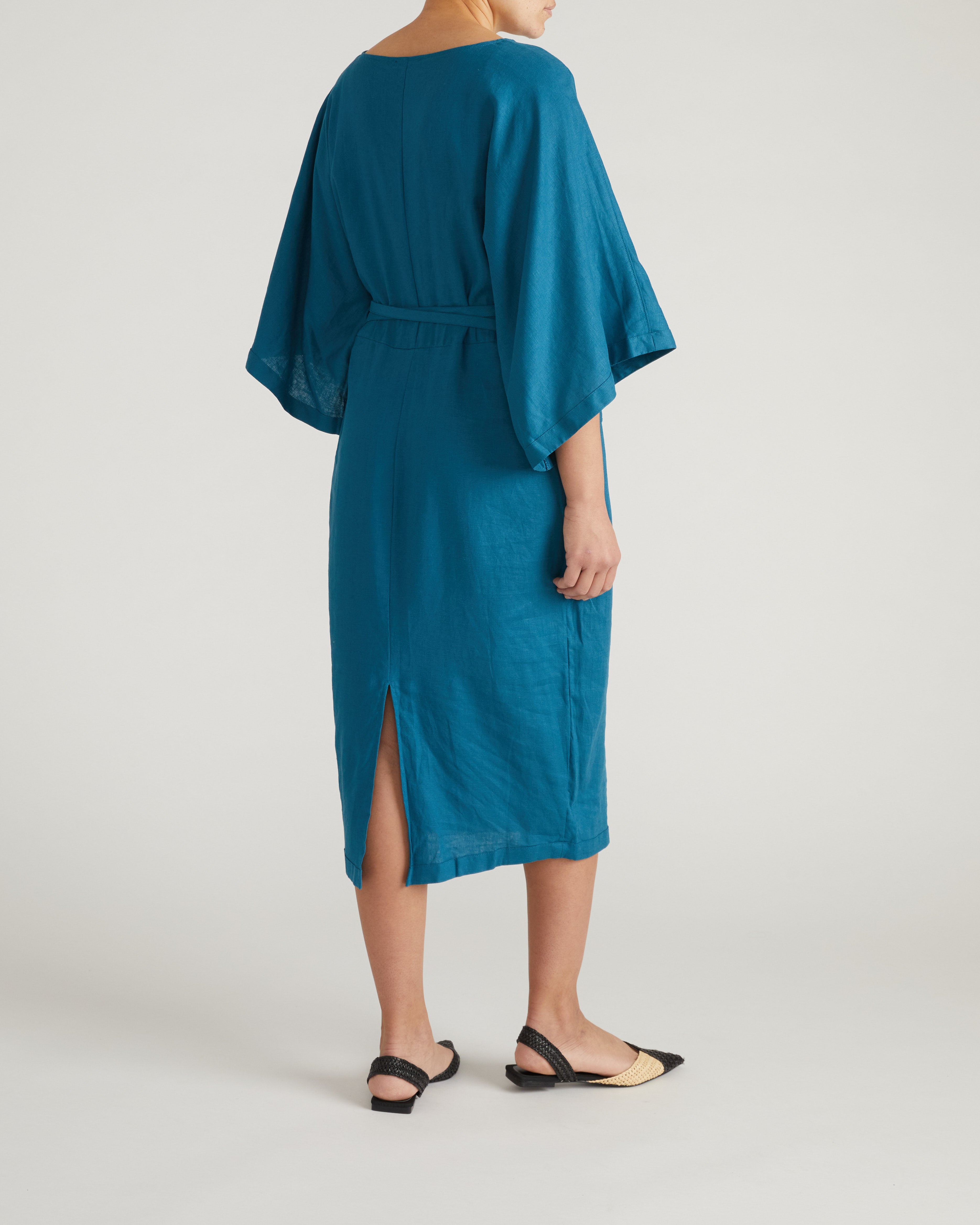 Lio Linen Blend Dress - Ink Blue