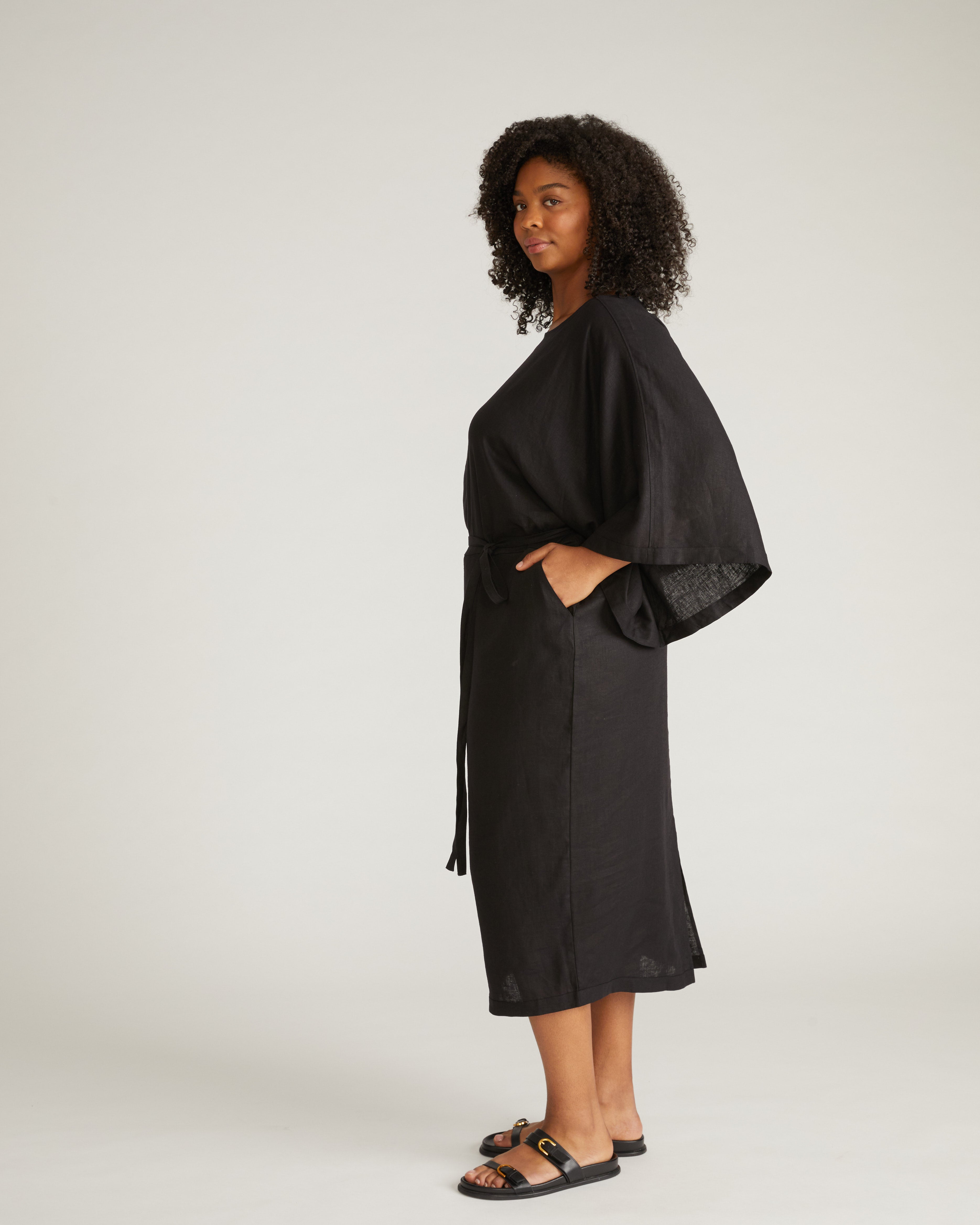 Lio Linen Blend Dress - Black