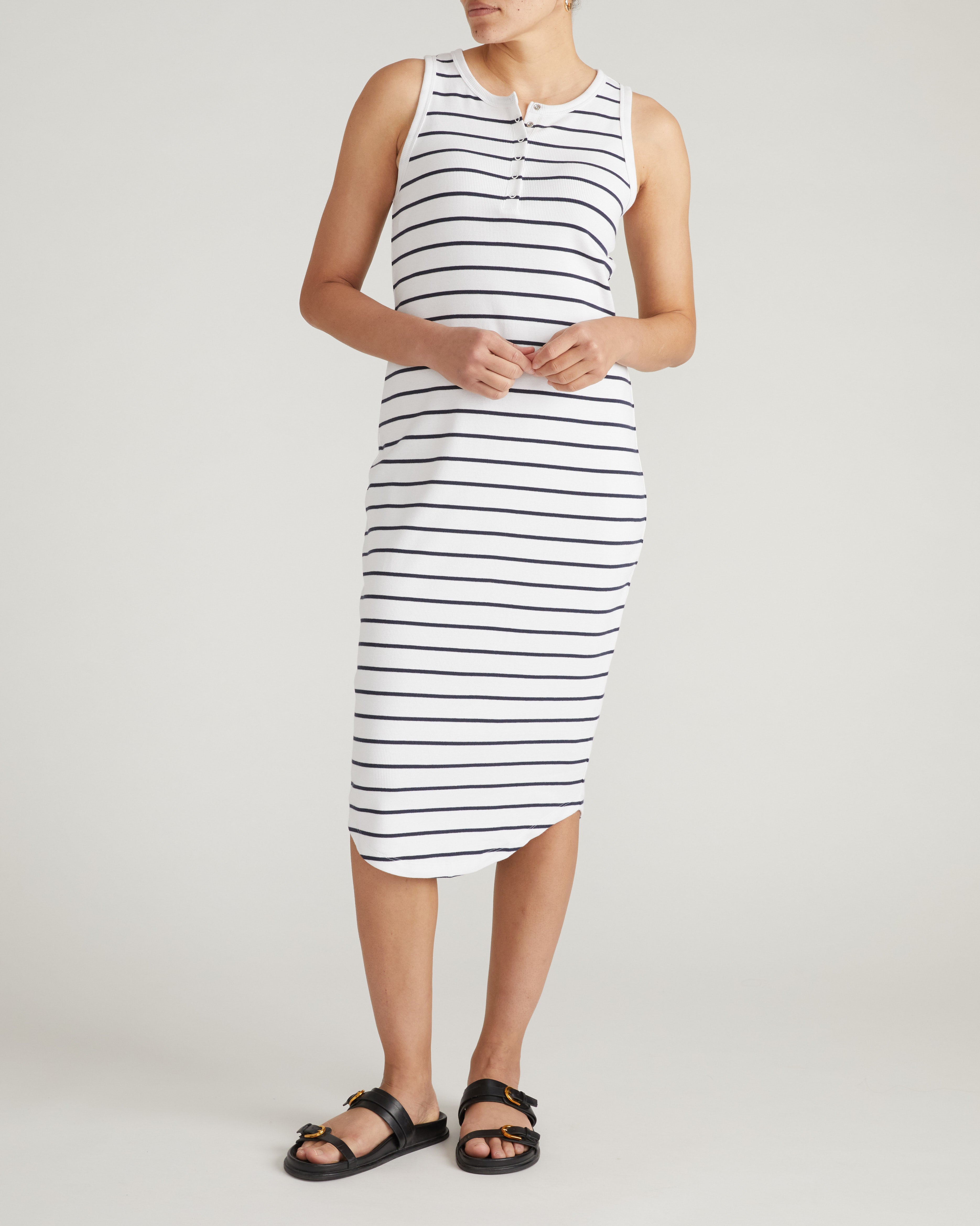 Romera Ribbed Dress - Nautical Navy Stripe