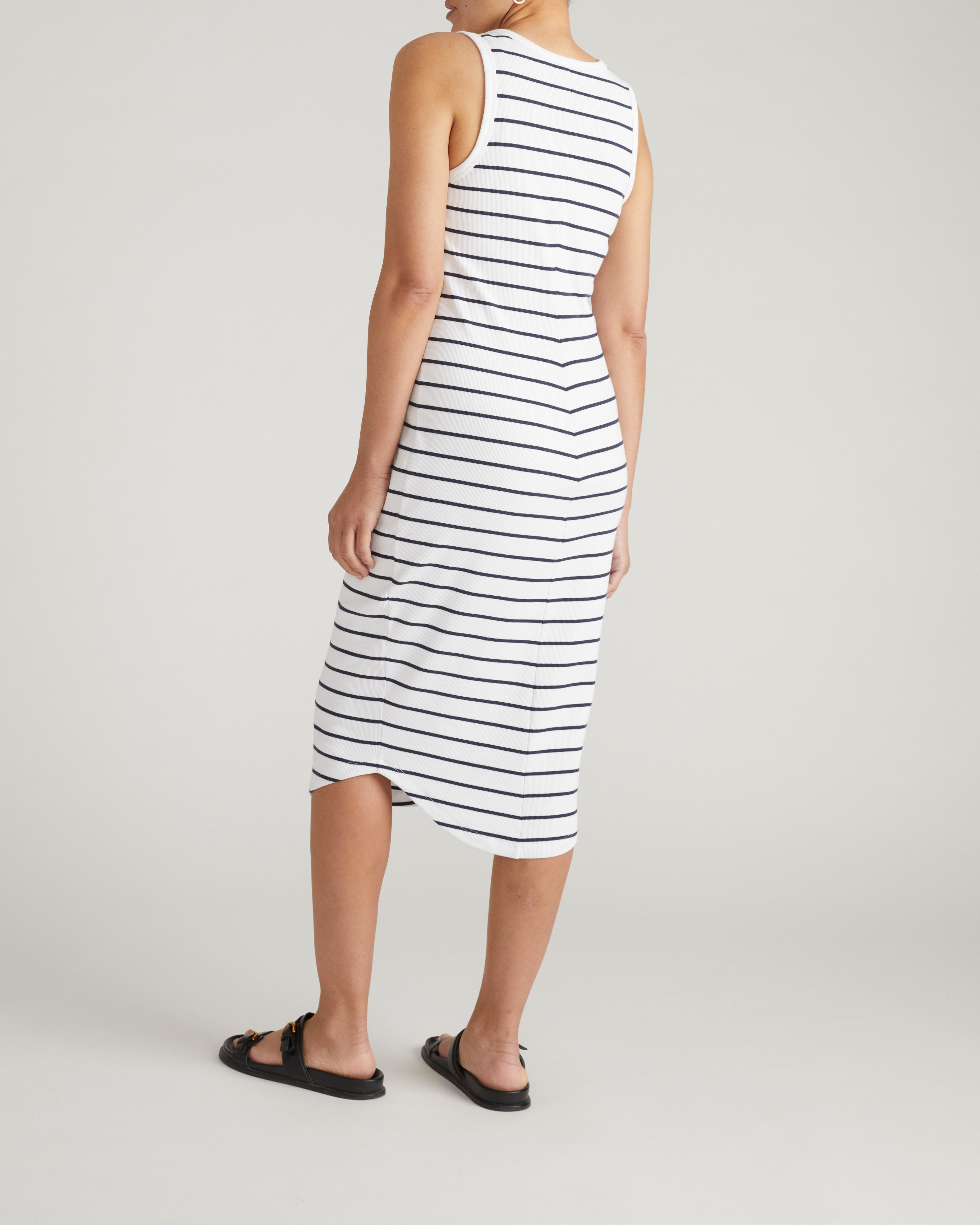 Romera Ribbed Dress - Nautical Navy Stripe