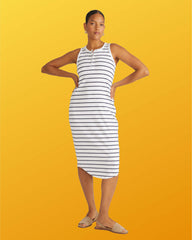 Romera Ribbed Dress - Nautical Navy Stripe
