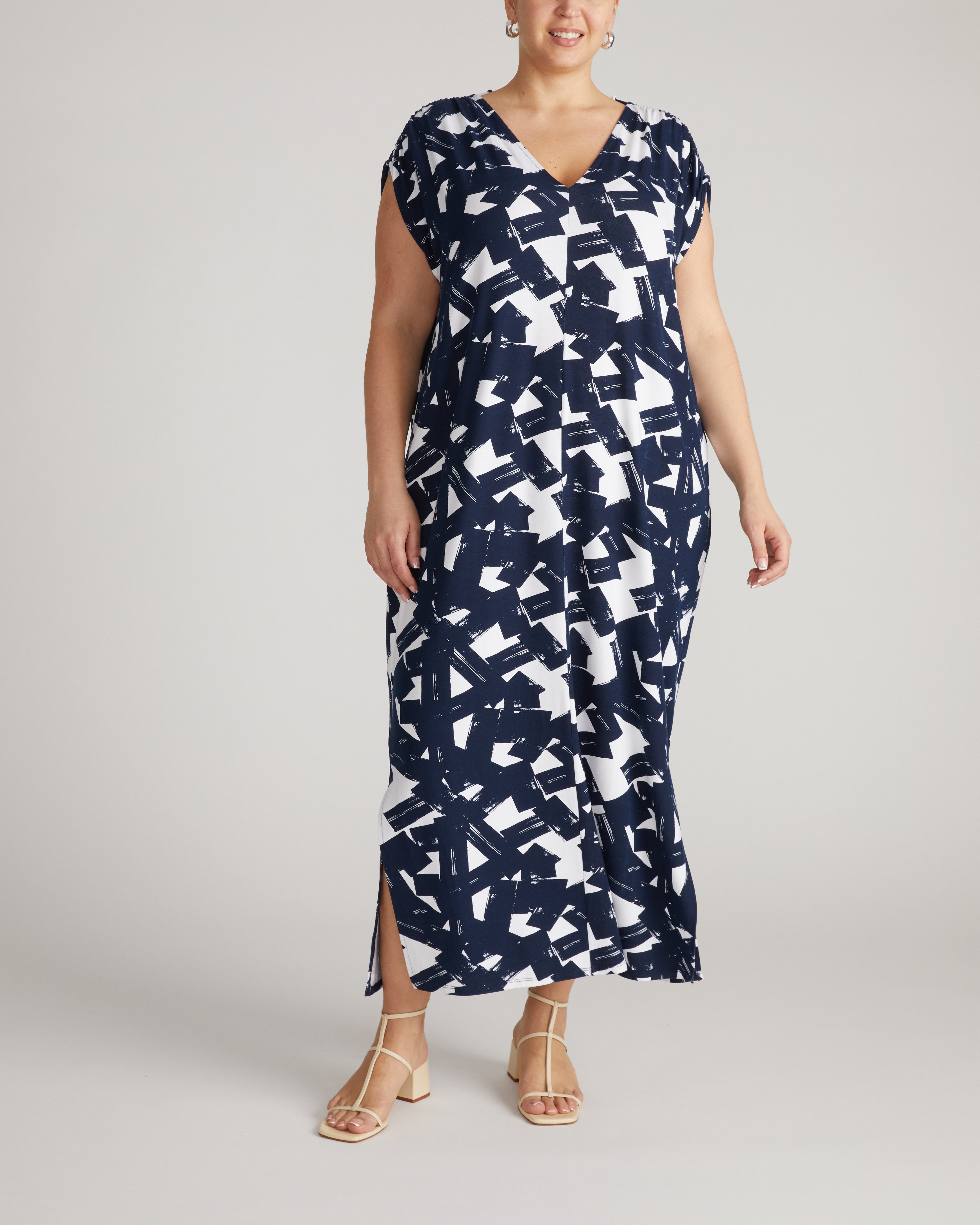 Kris Divine Jersey Kaftan - Navy Santiago Print