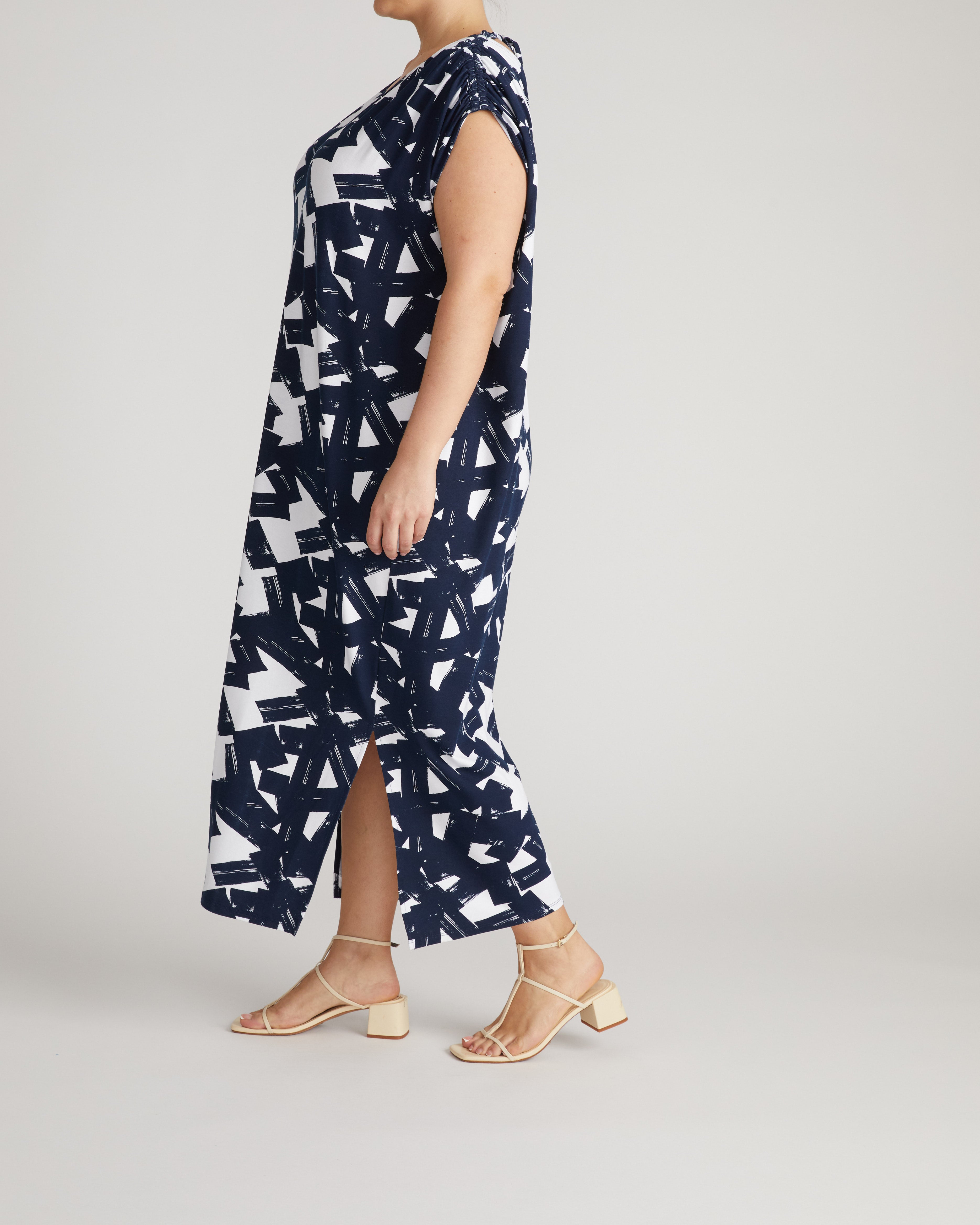 Kris Divine Jersey Kaftan - Navy Santiago Print