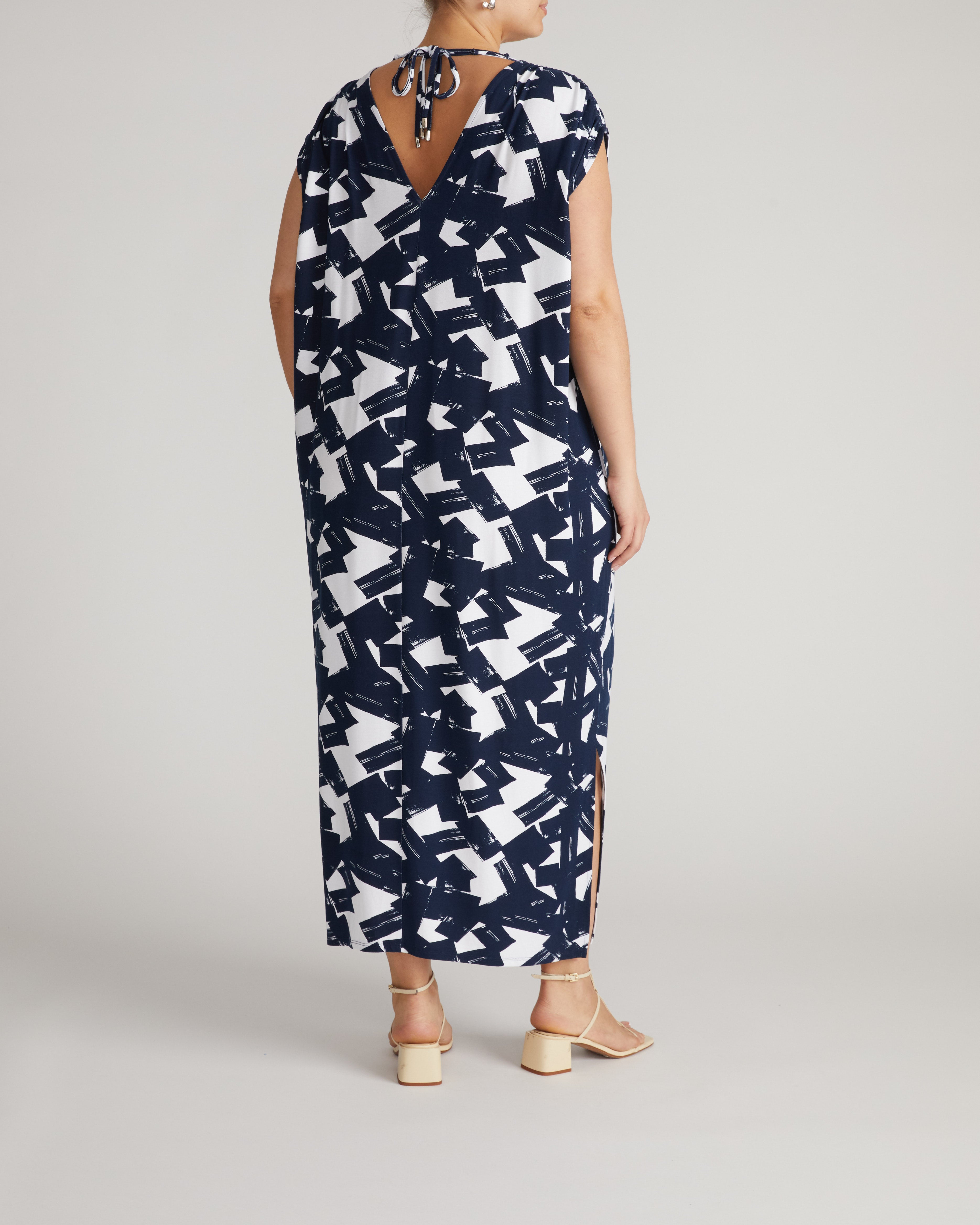 Kris Divine Jersey Kaftan - Navy Santiago Print