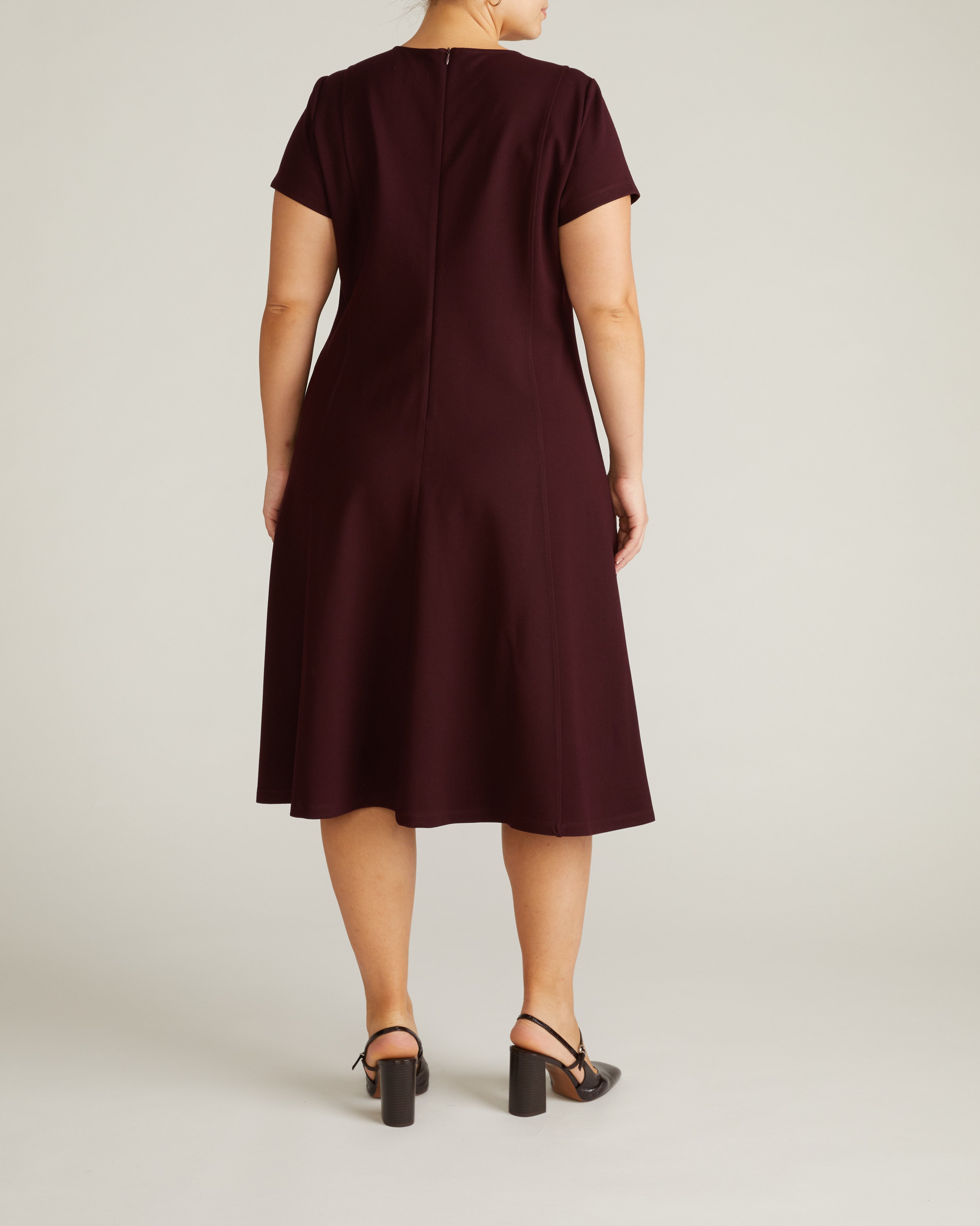 Lucinda Ponte Midi Dress - Black Cherry