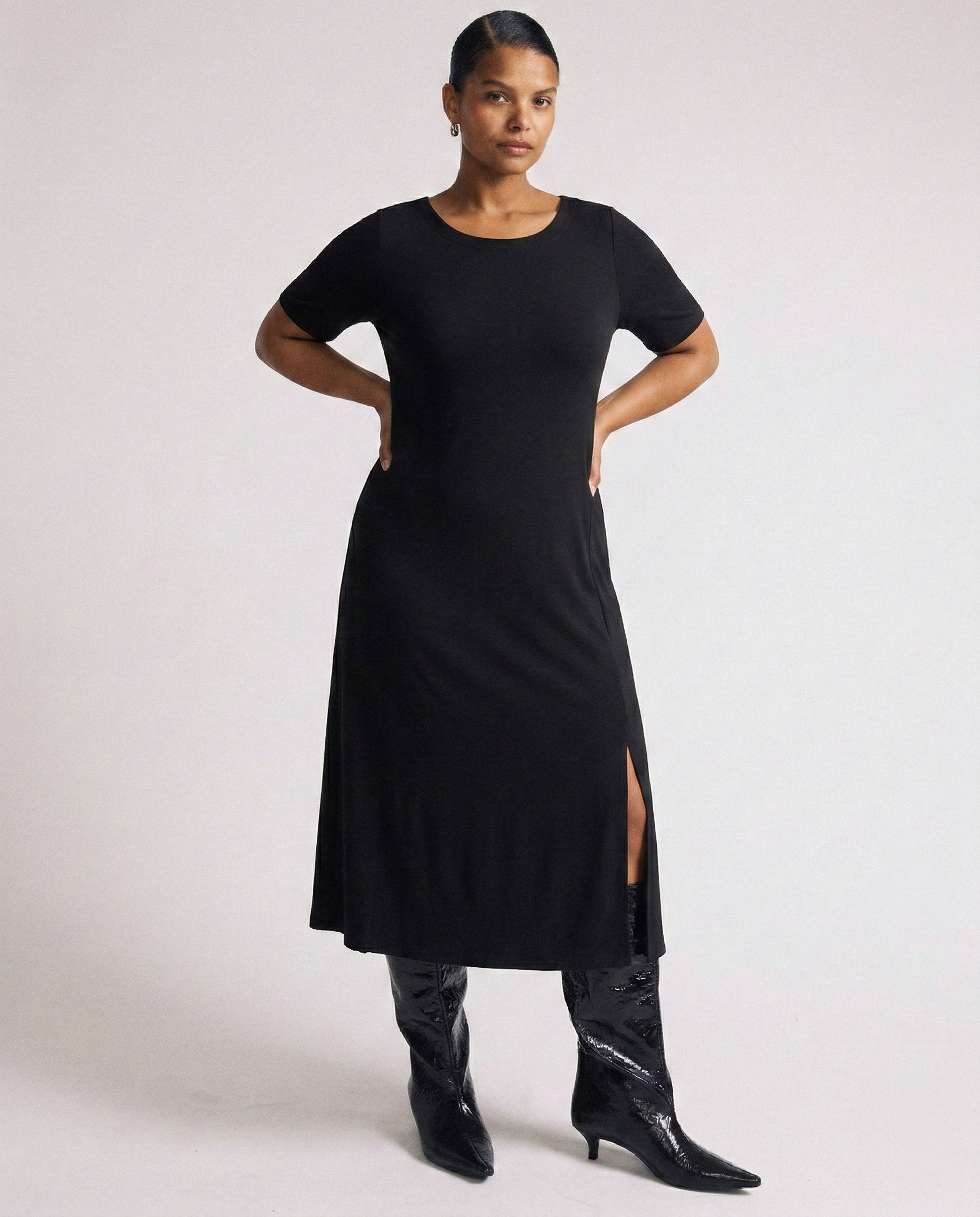 Serena Boatneck Divine Jersey Dress - Black