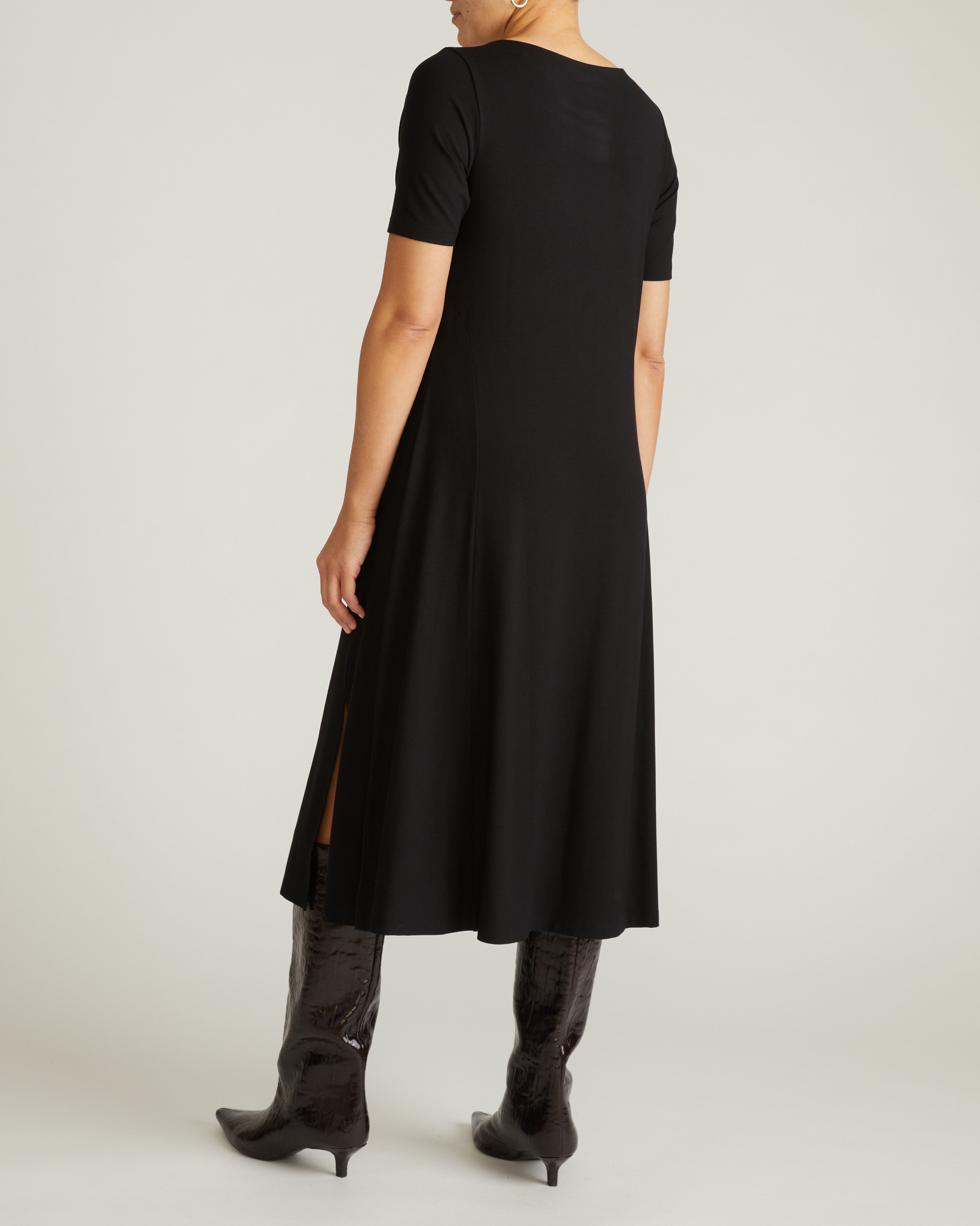 Serena Boatneck Divine Jersey Dress - Black