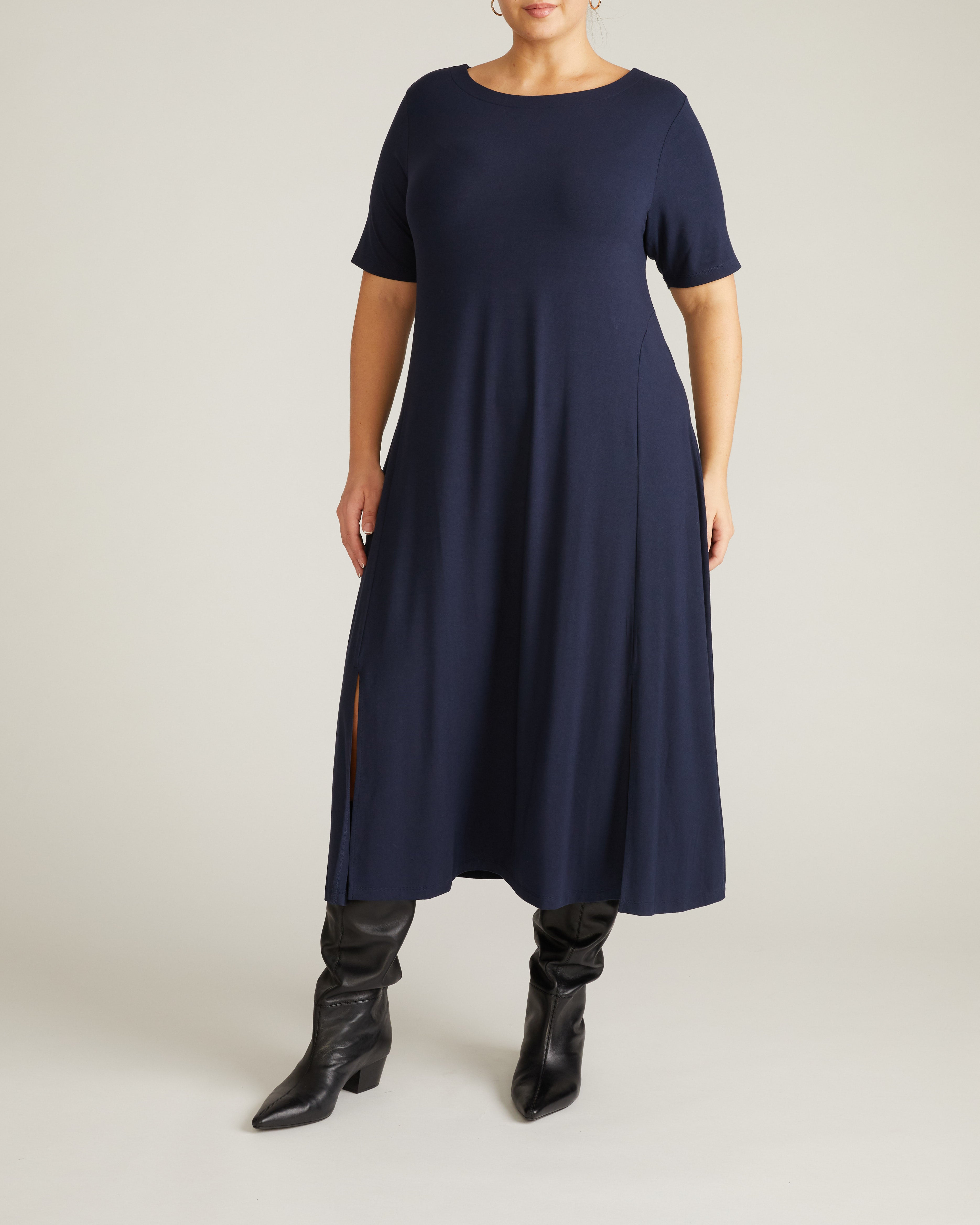 Serena Boatneck Divine Jersey Dress - Midnight