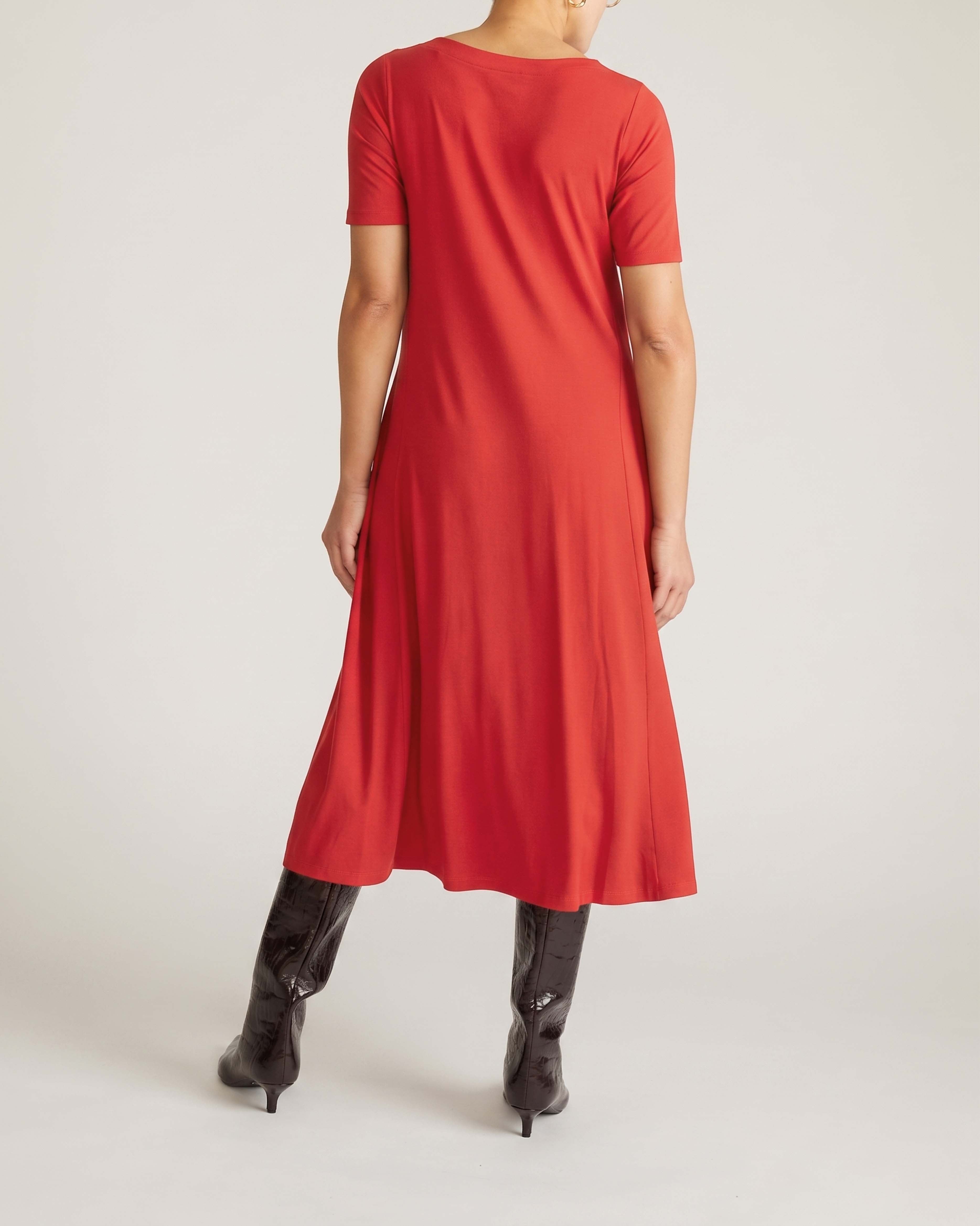 Serena Boatneck Divine Jersey Dress - Lipstick