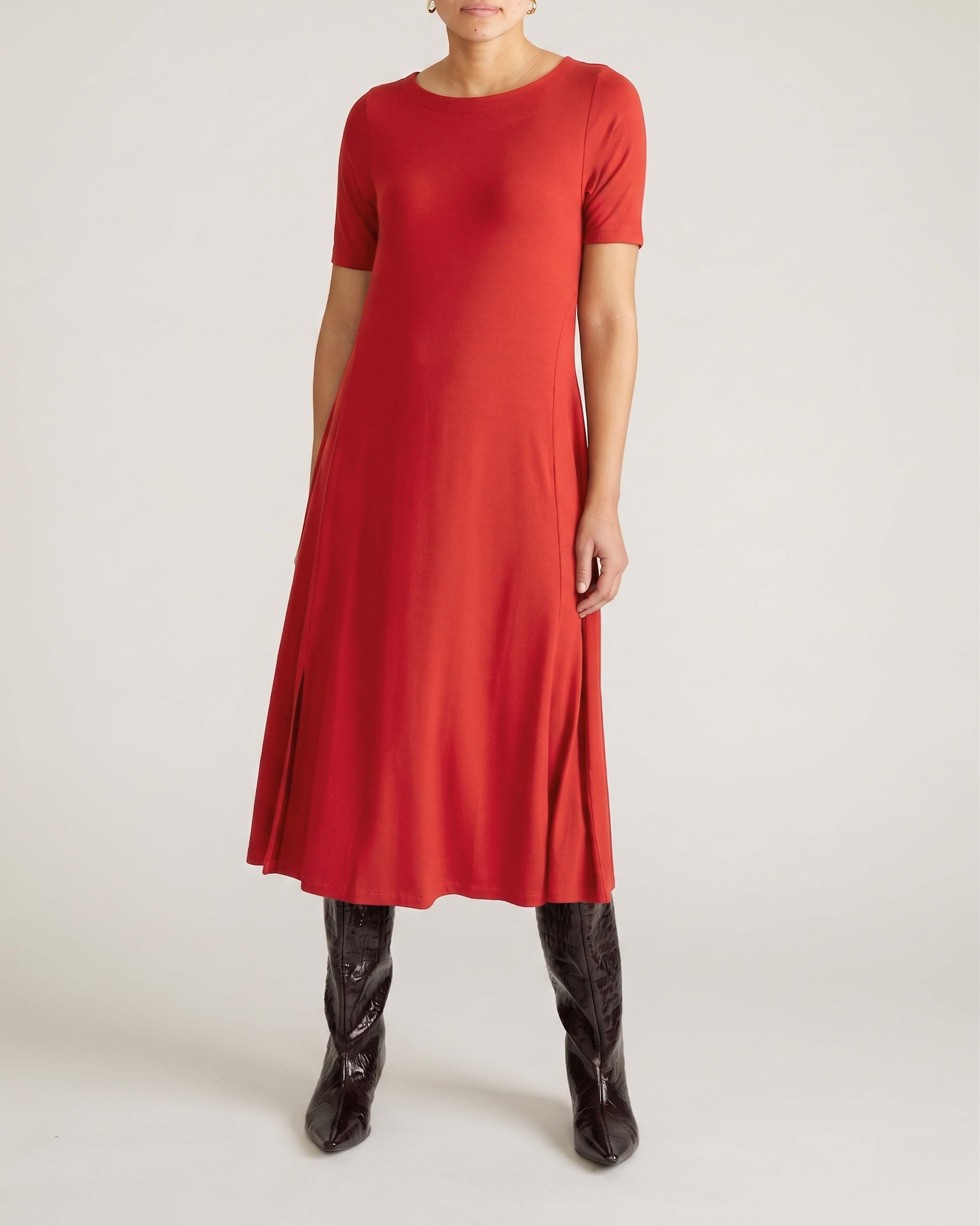 Serena Boatneck Divine Jersey Dress - Lipstick