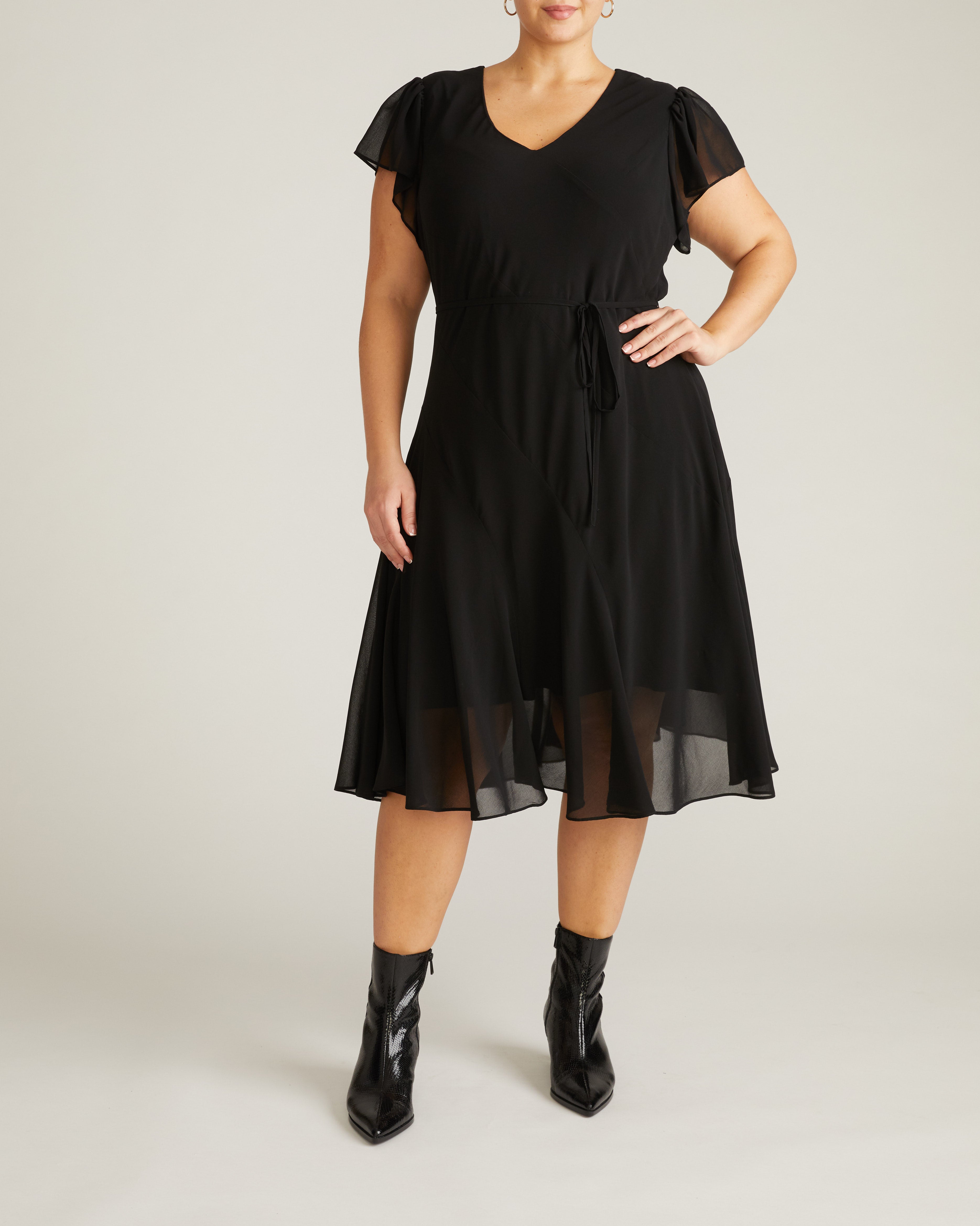 Seville Chiffon Dress - Black