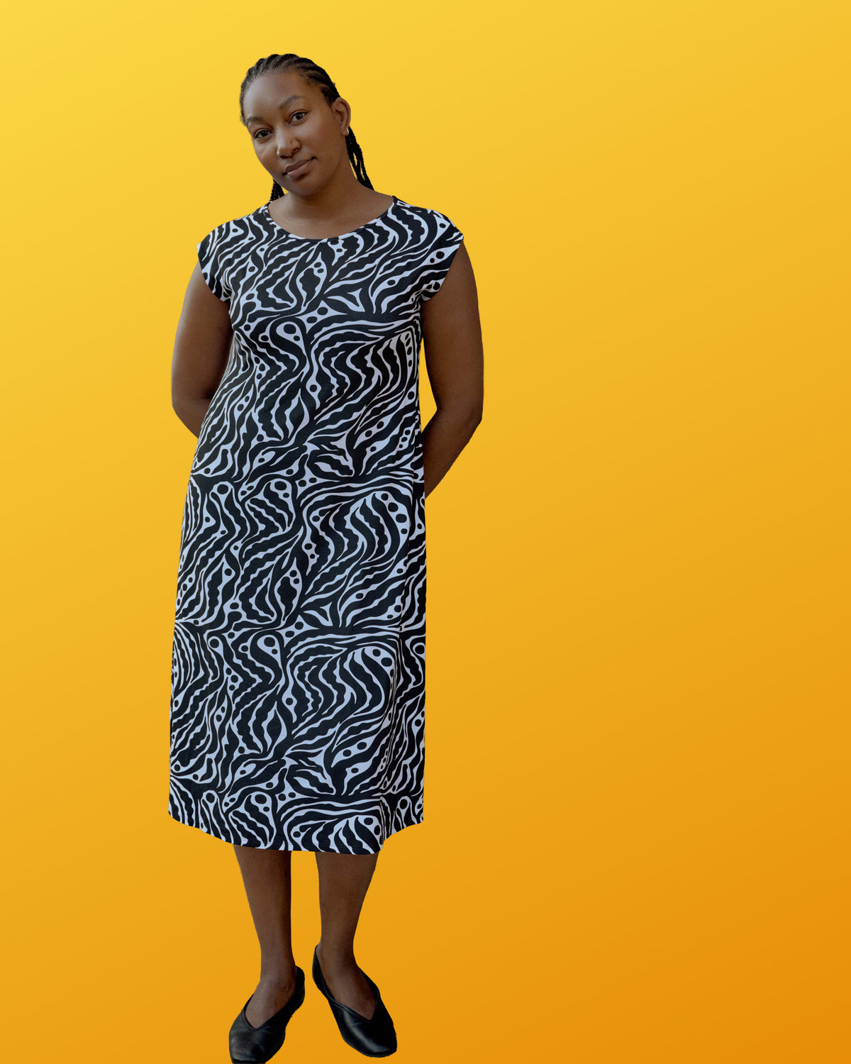 Capri Divine Jersey Flared Dress - Black Bosco Print