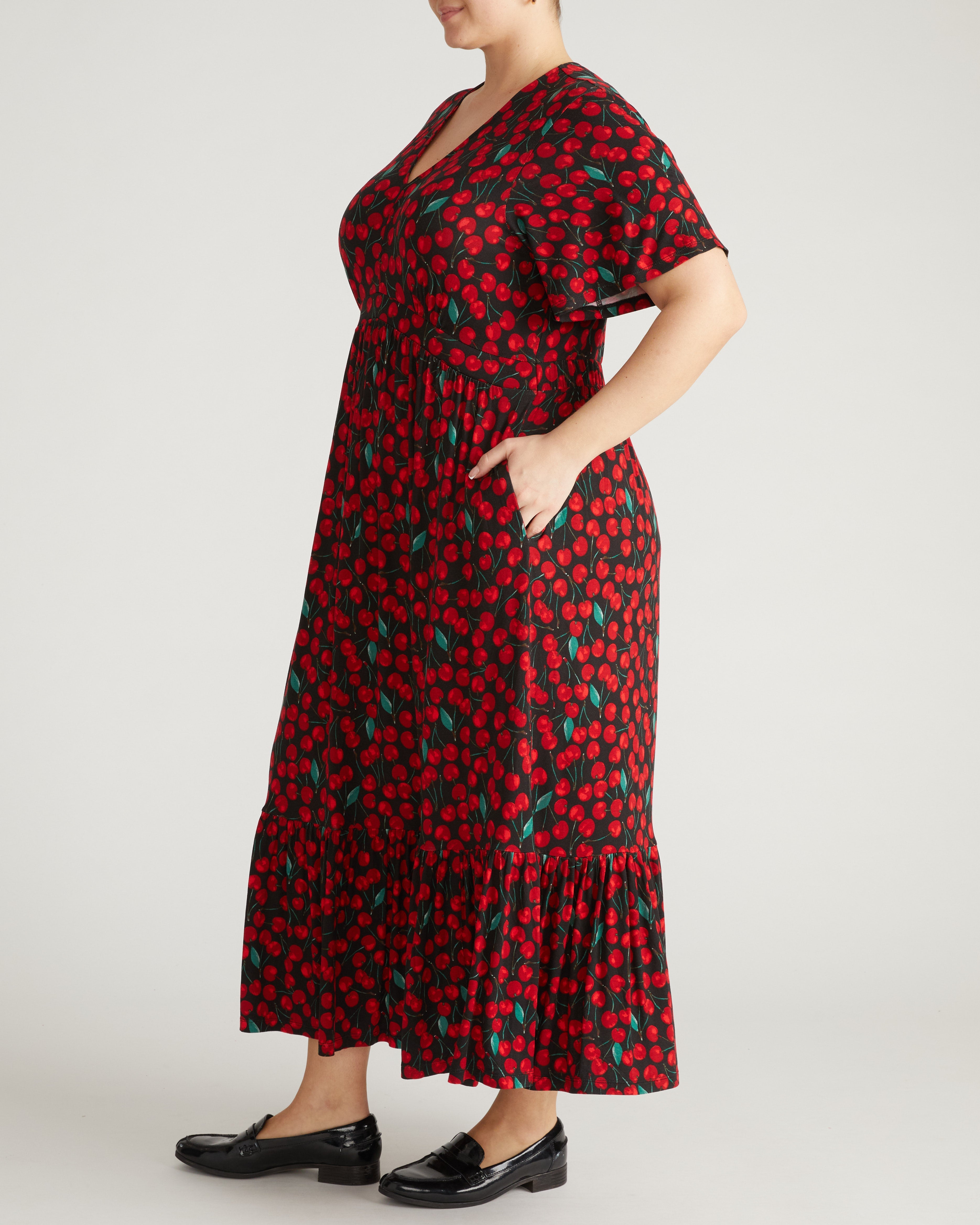 Ravello Liquid Jersey Dress - Very Cherry Print
