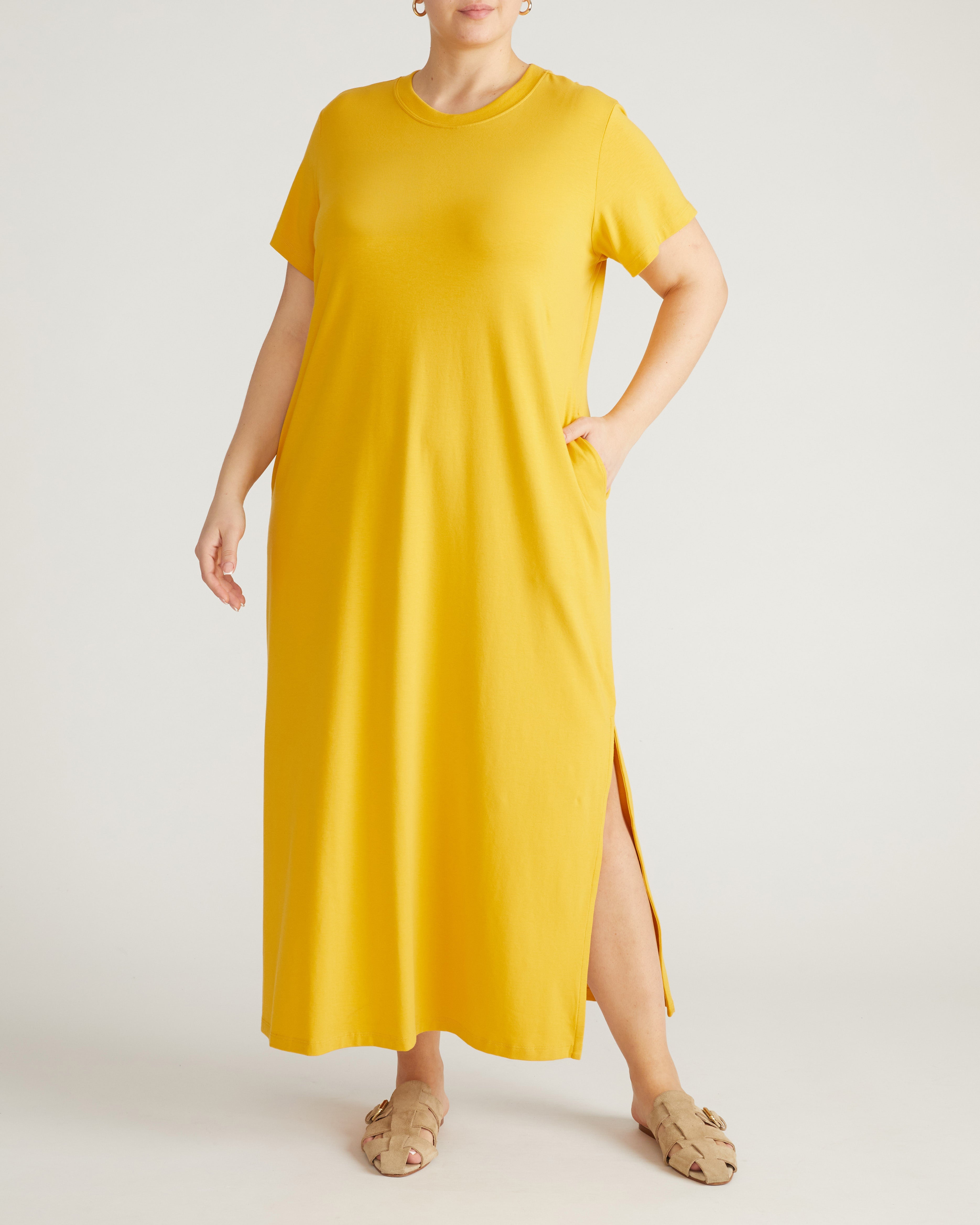 Maxi T-Shirt Dress - Goldenrod