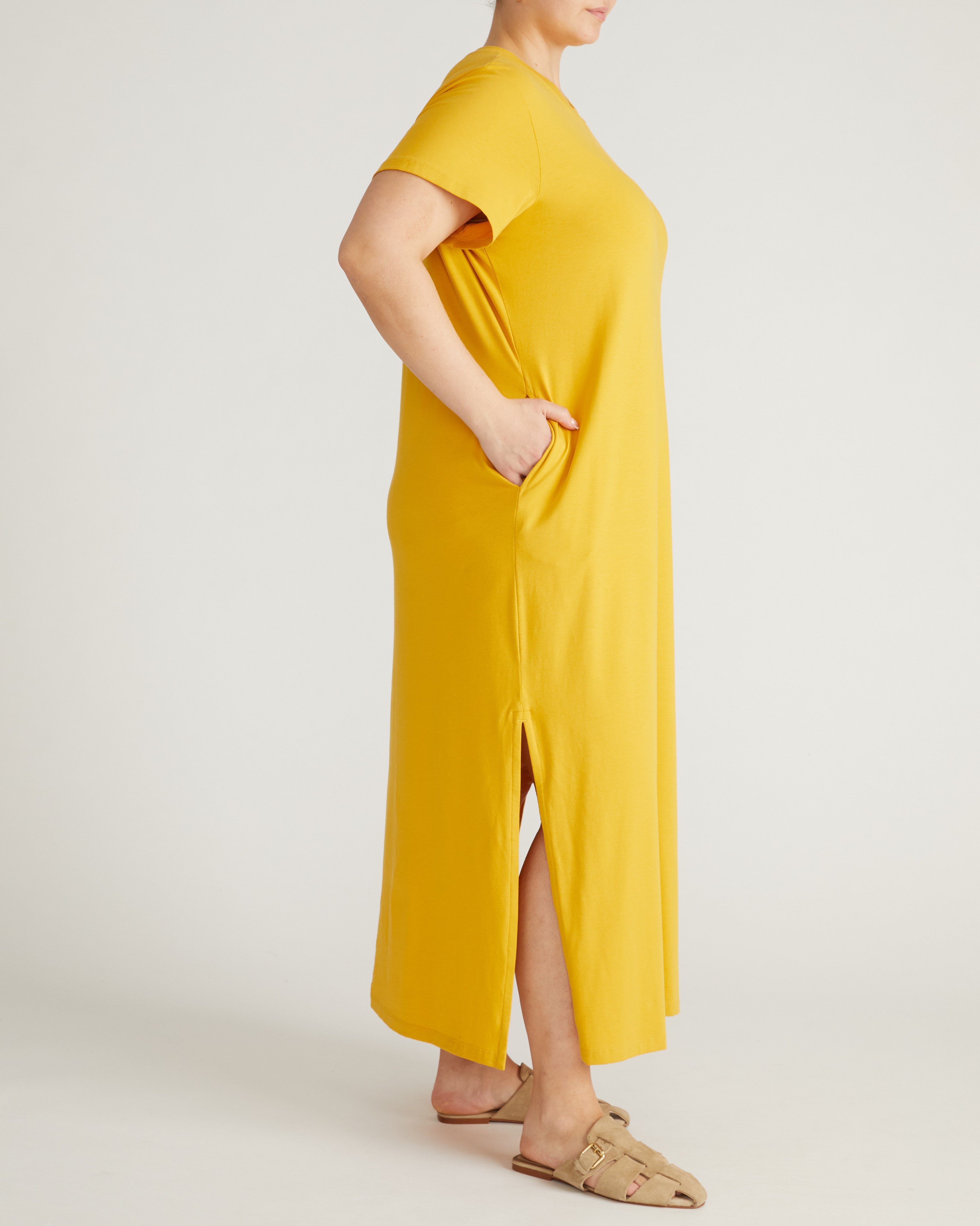 Maxi T-Shirt Dress - Goldenrod