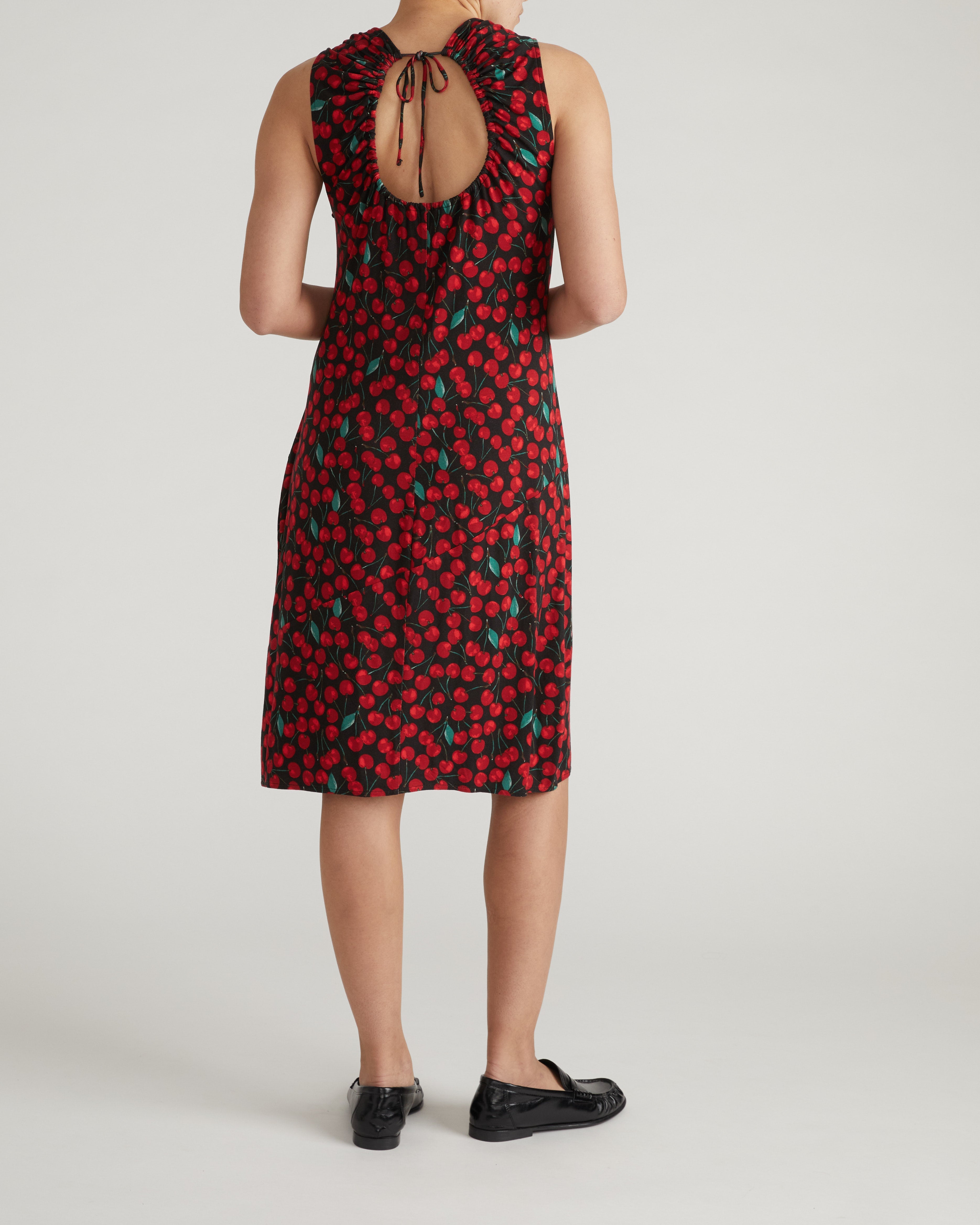 Lila Tie-Back Liquid Jersey Dress - Very Cherry Print