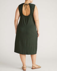 Lila Tie-Back Liquid Jersey Dress - Coratina Green