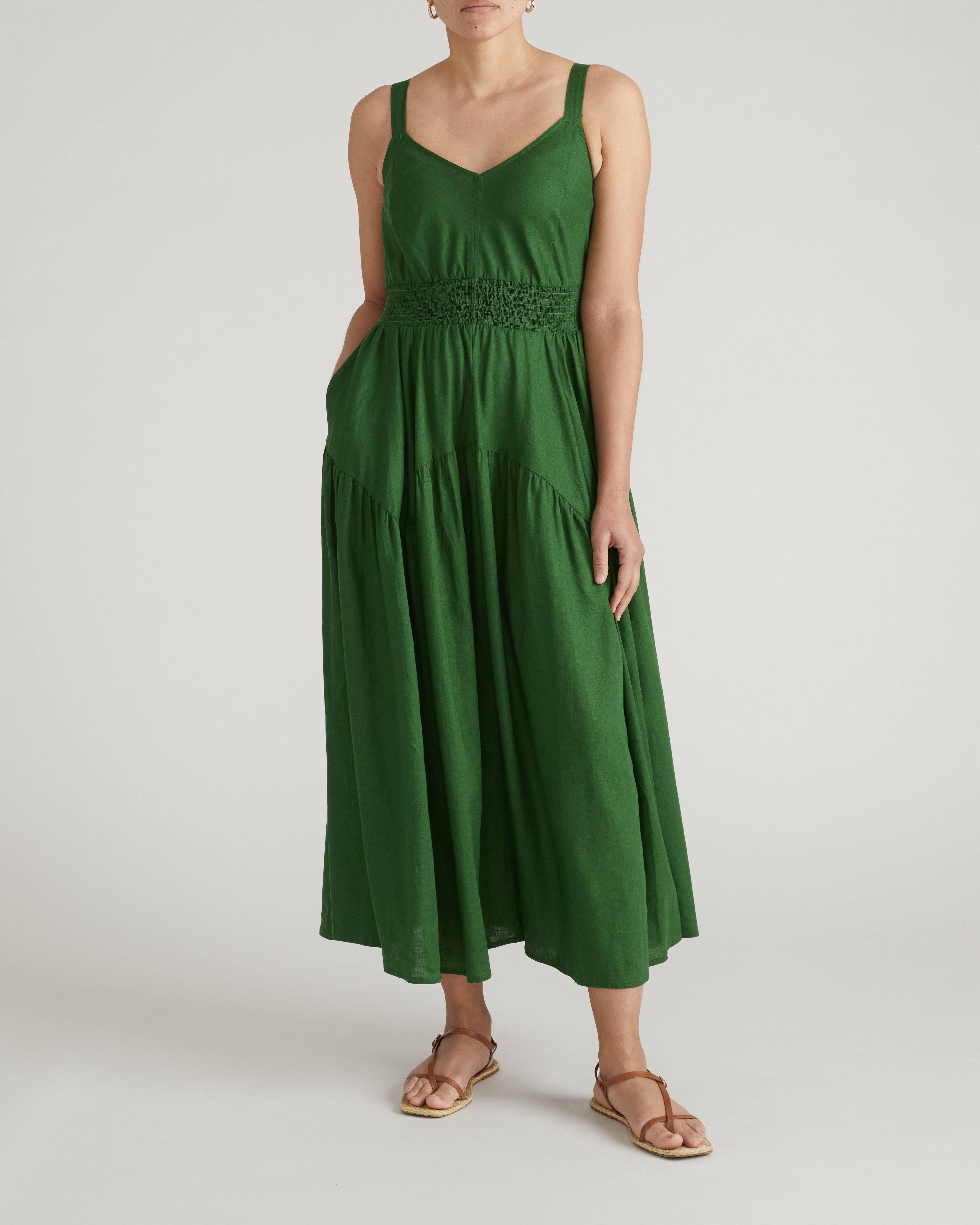 Ruby Smocked Linen Blend Sundress - Jardin