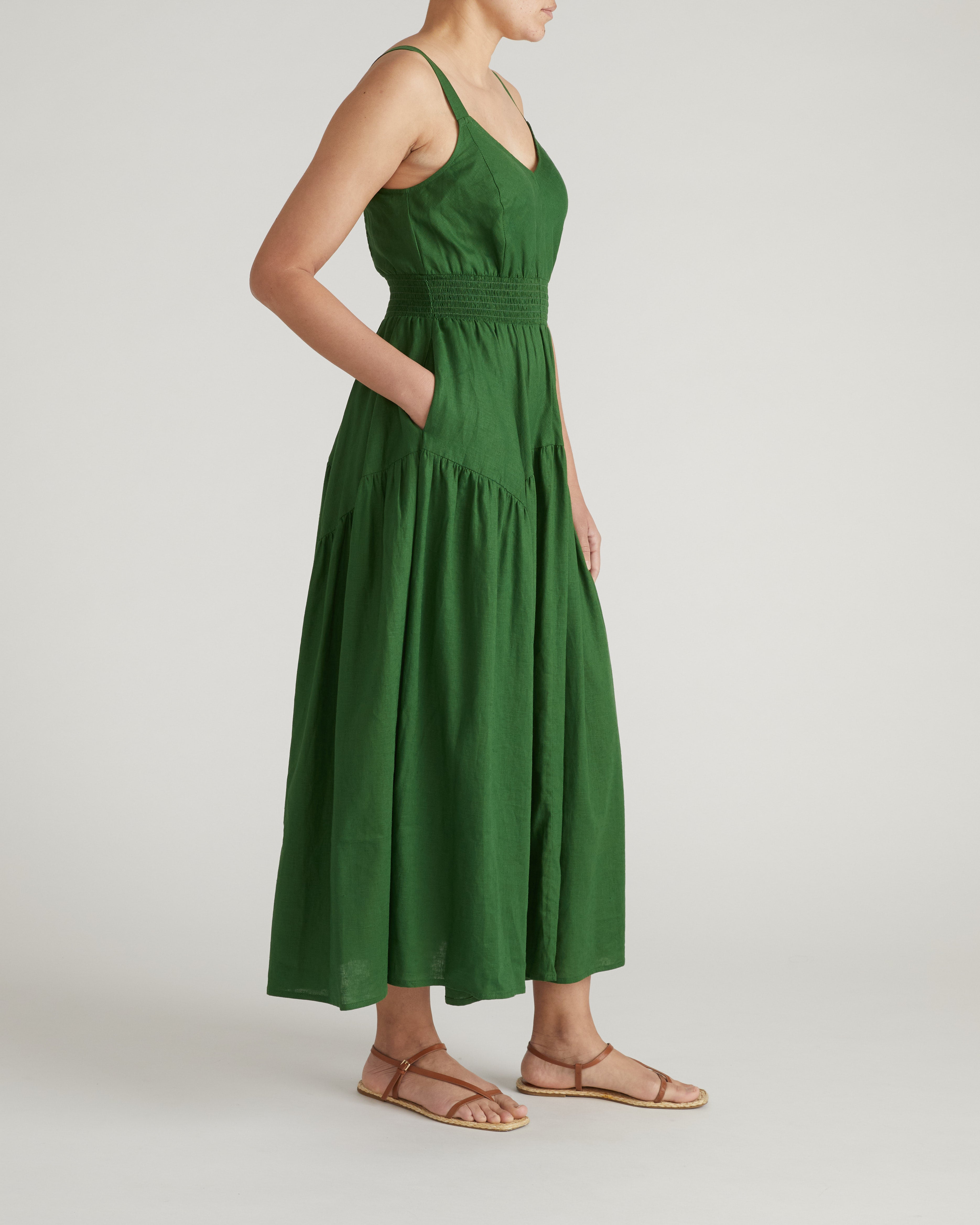 Ruby Smocked Linen Blend Sundress - Jardin
