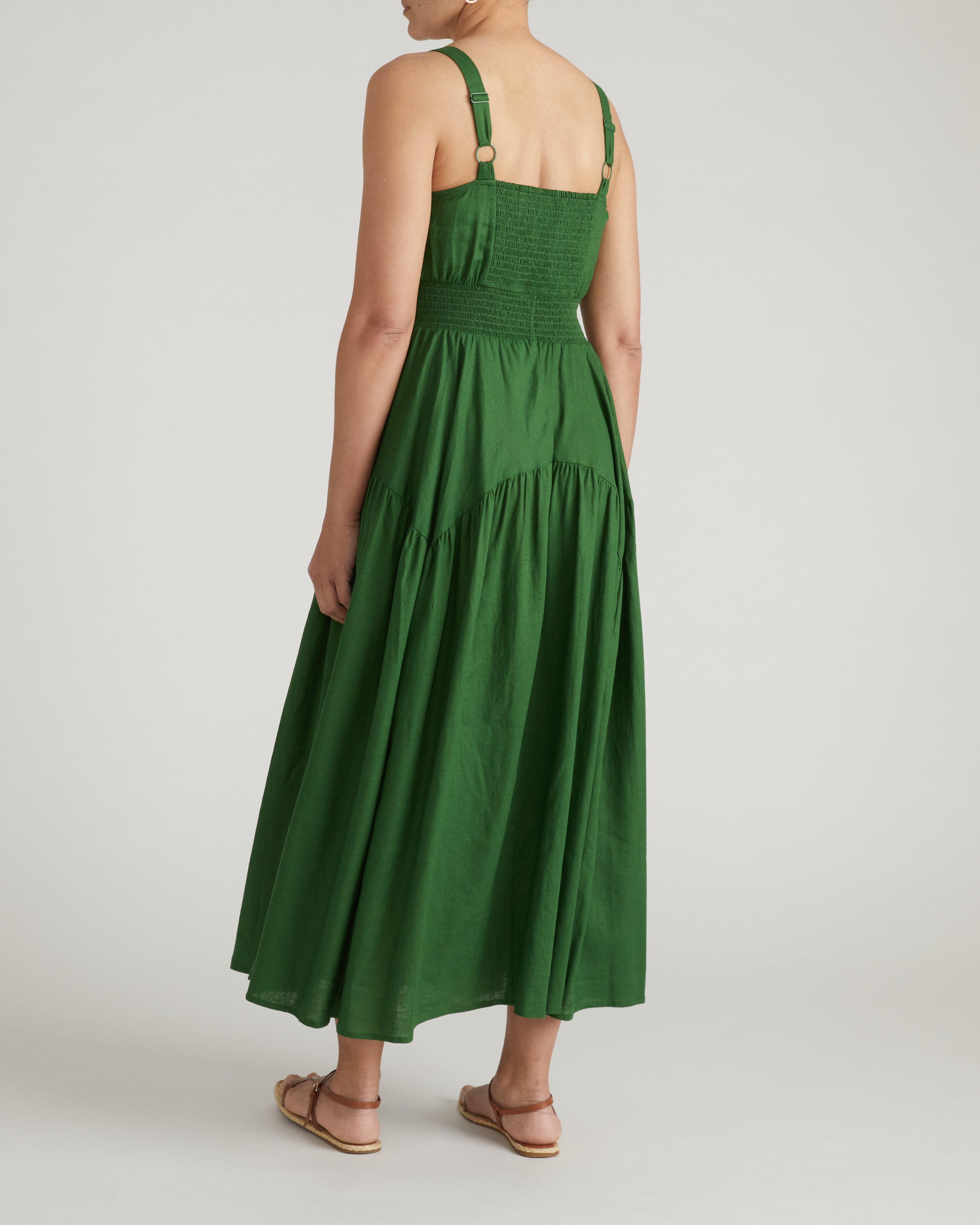 Ruby Smocked Linen Blend Sundress - Jardin