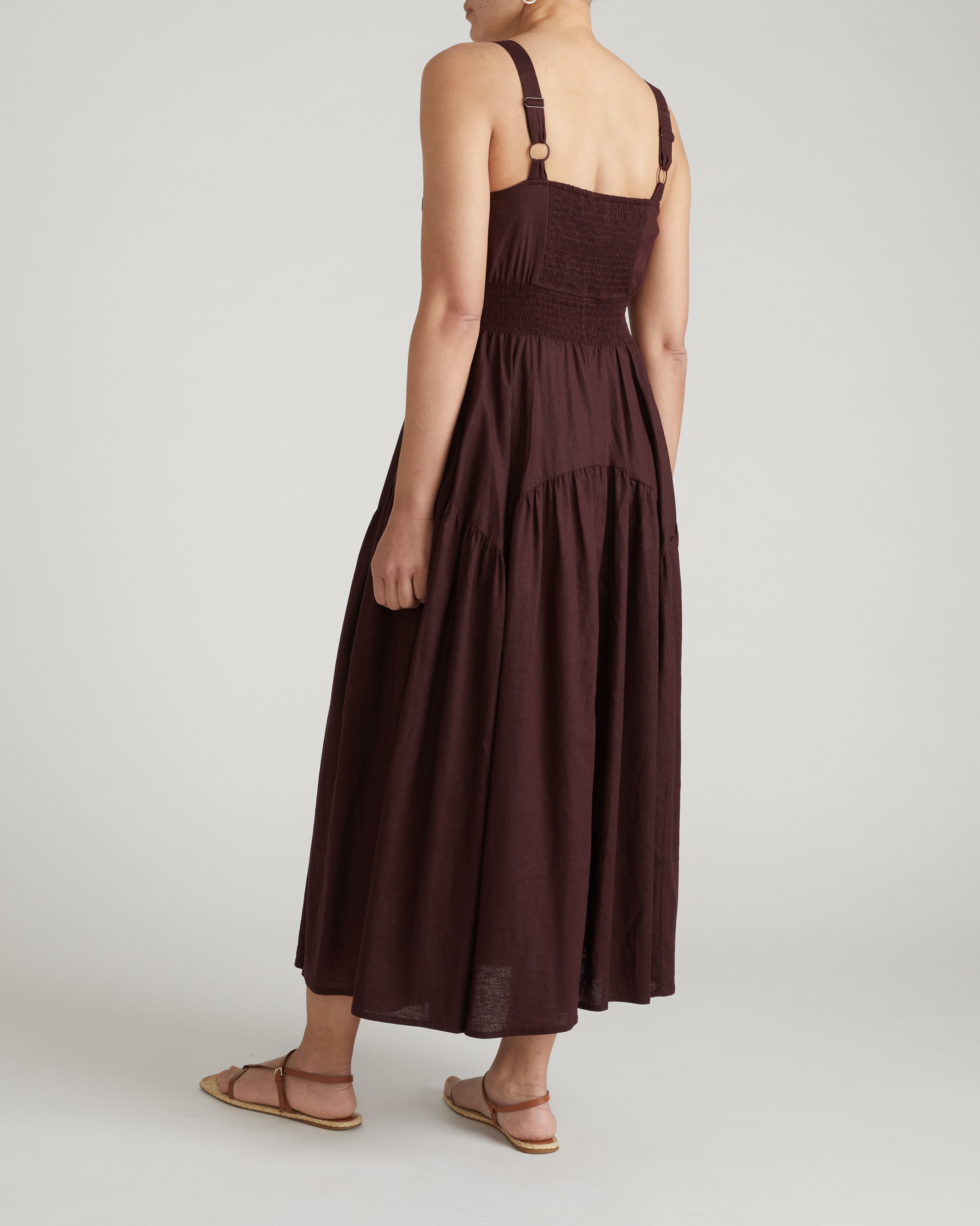 Ruby Smocked Linen Blend Sundress - Brulee