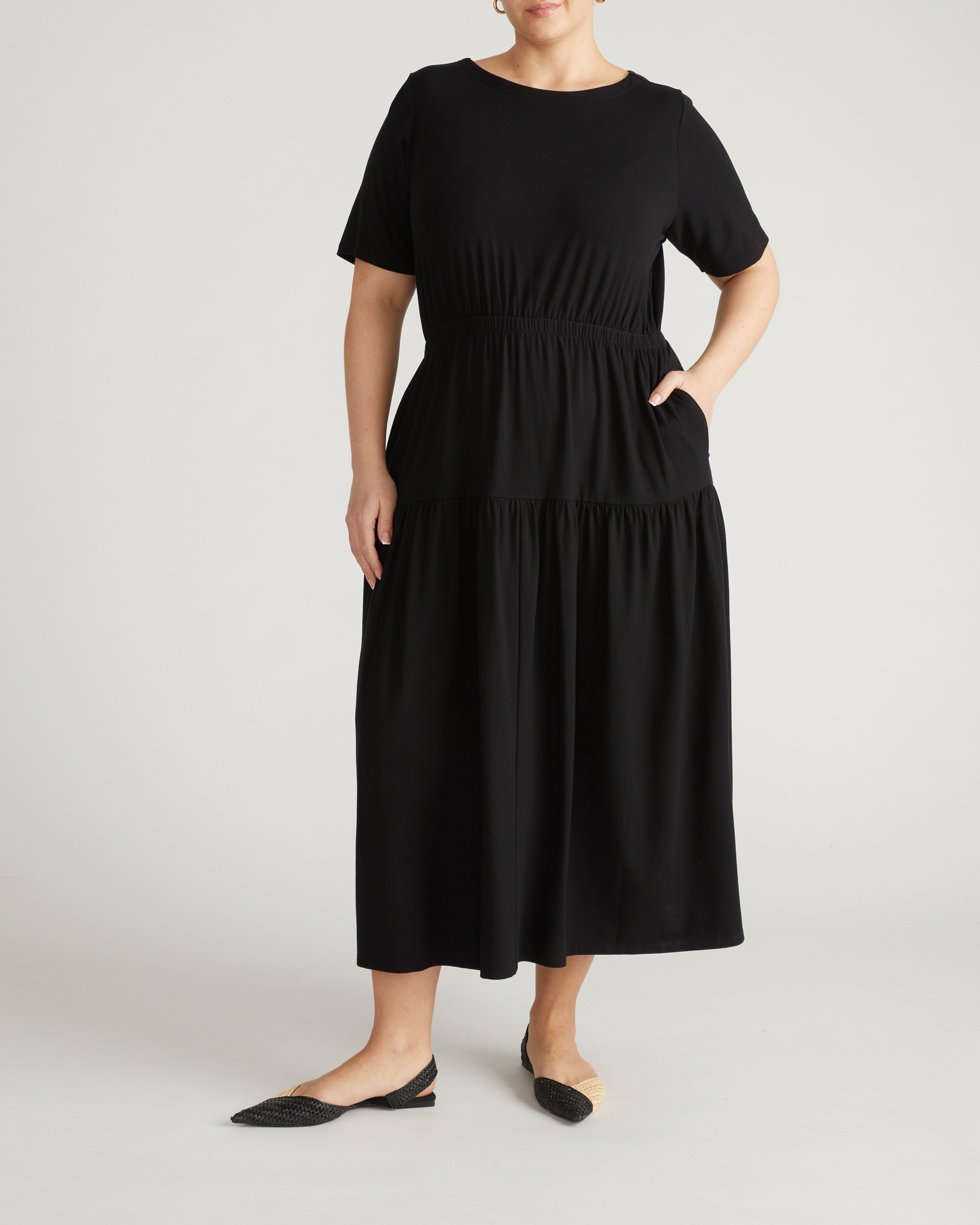 Thea Divine Jersey Midi Dress - Black