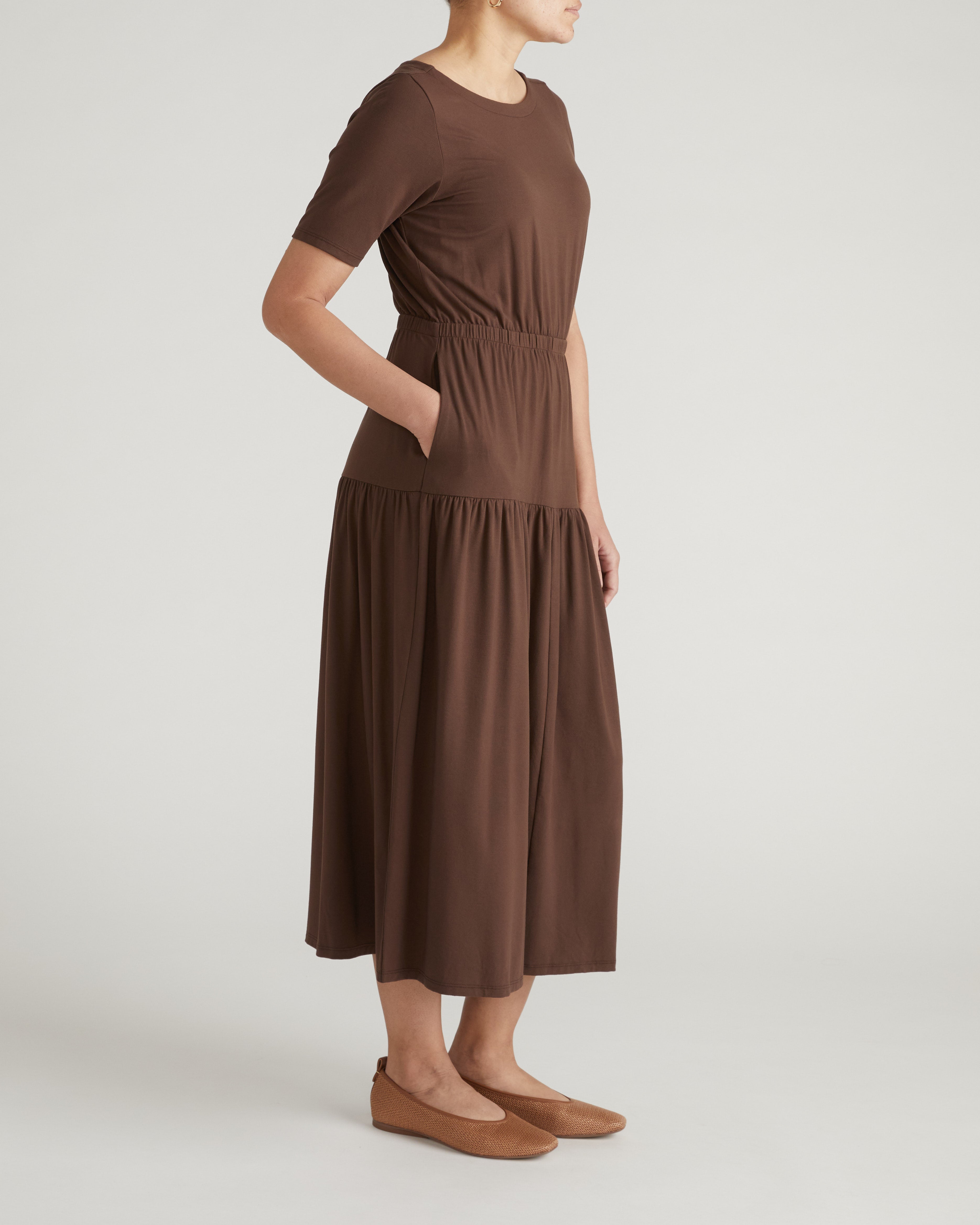 Thea Divine Jersey Midi Dress - Peppercorn