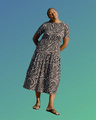 Thea Divine Jersey Midi Dress - Black Bosco Print