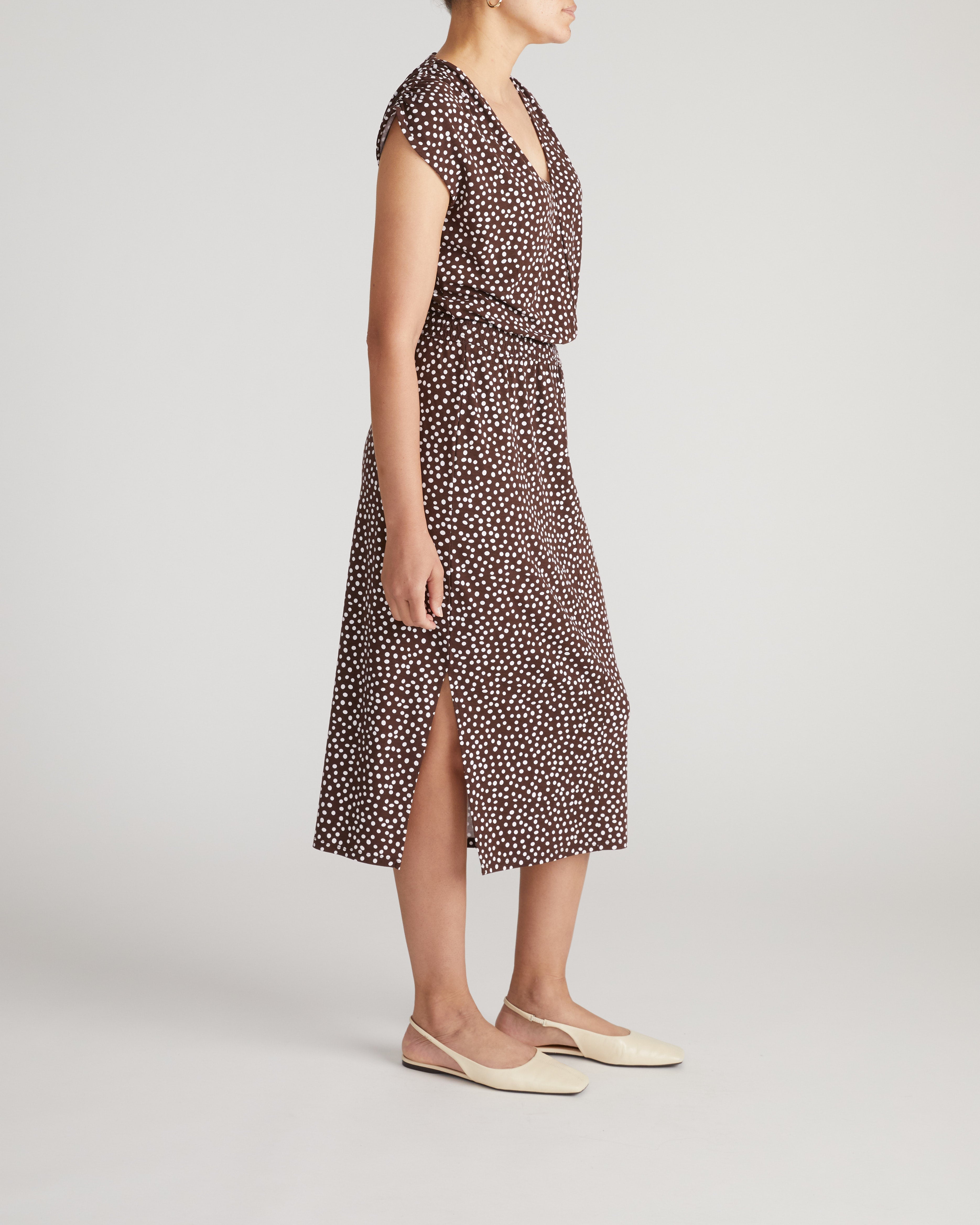 Tish Divine Jersey Kaftan - Brown/White Dot Print