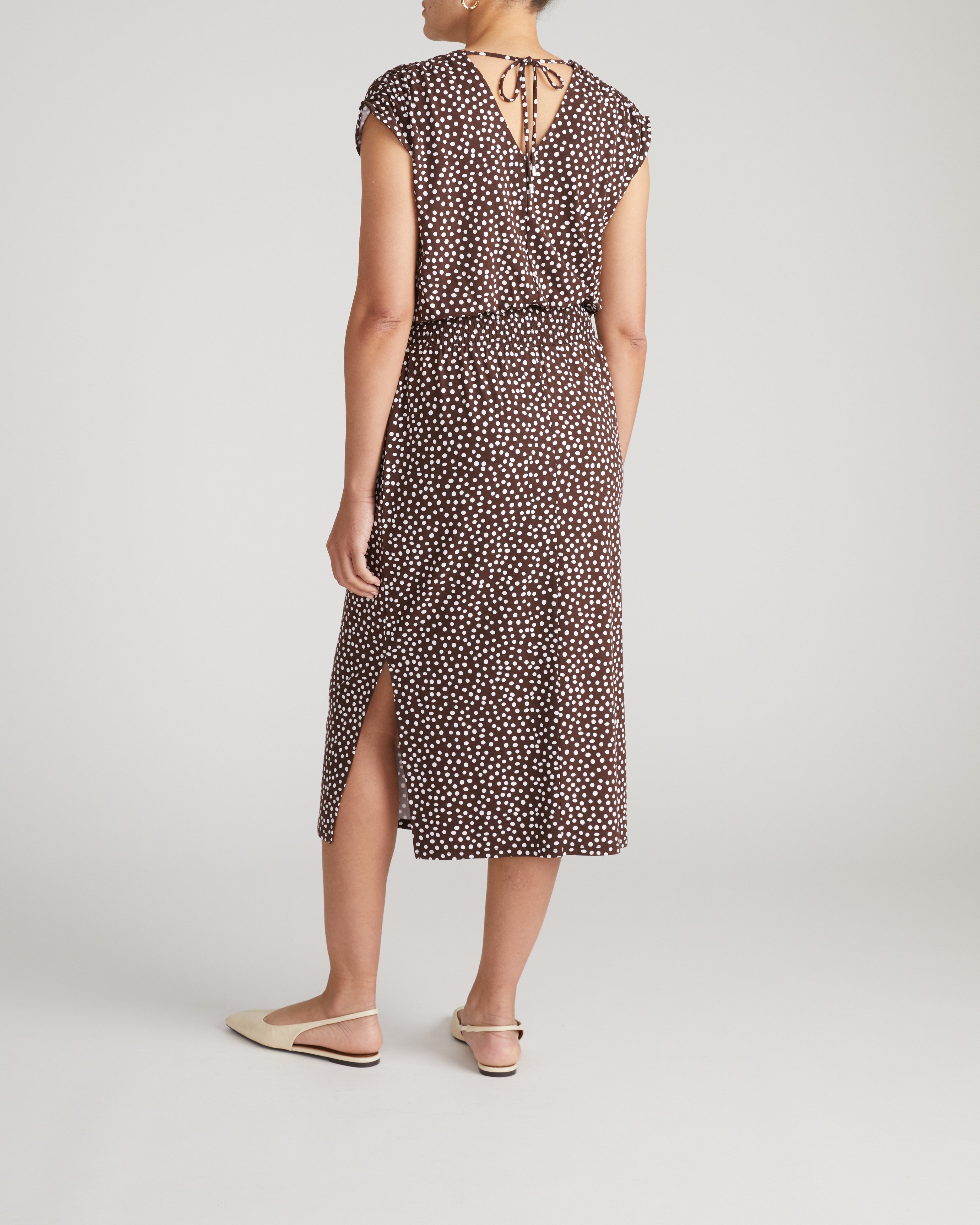 Tish Divine Jersey Kaftan - Brown/White Dot Print