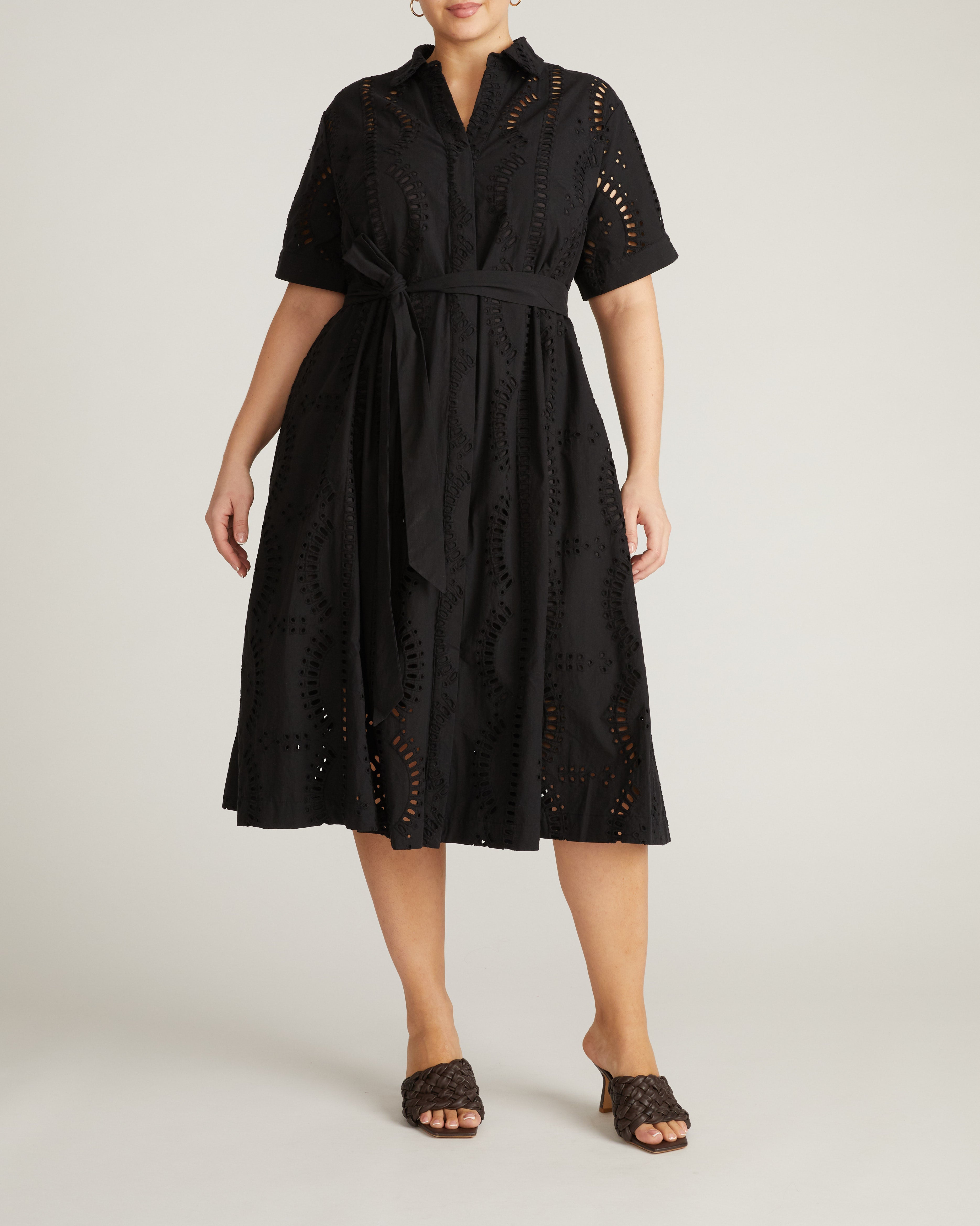 Tina Cotton Poplin Shirtdress - Black