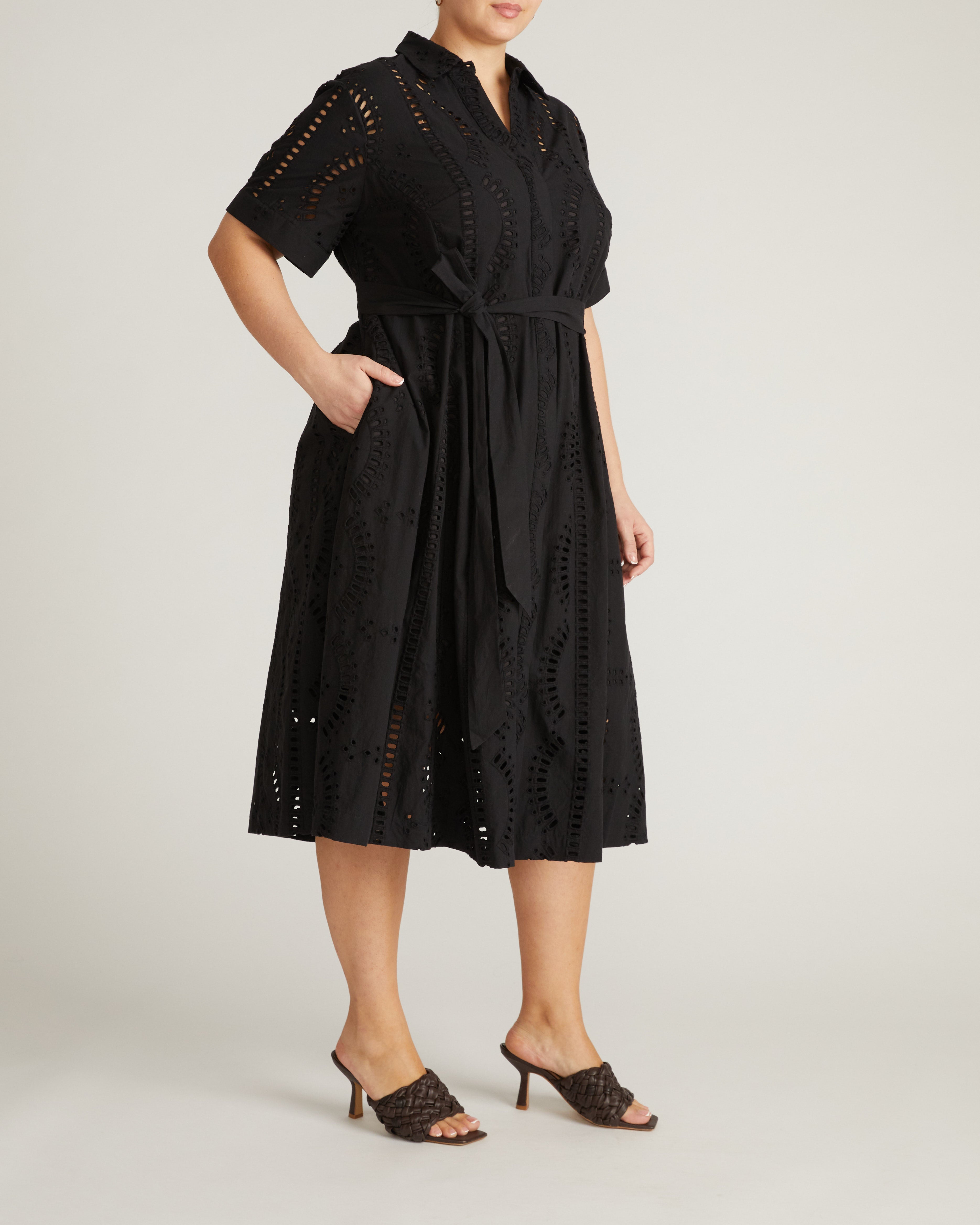 Tina Cotton Poplin Shirtdress - Black