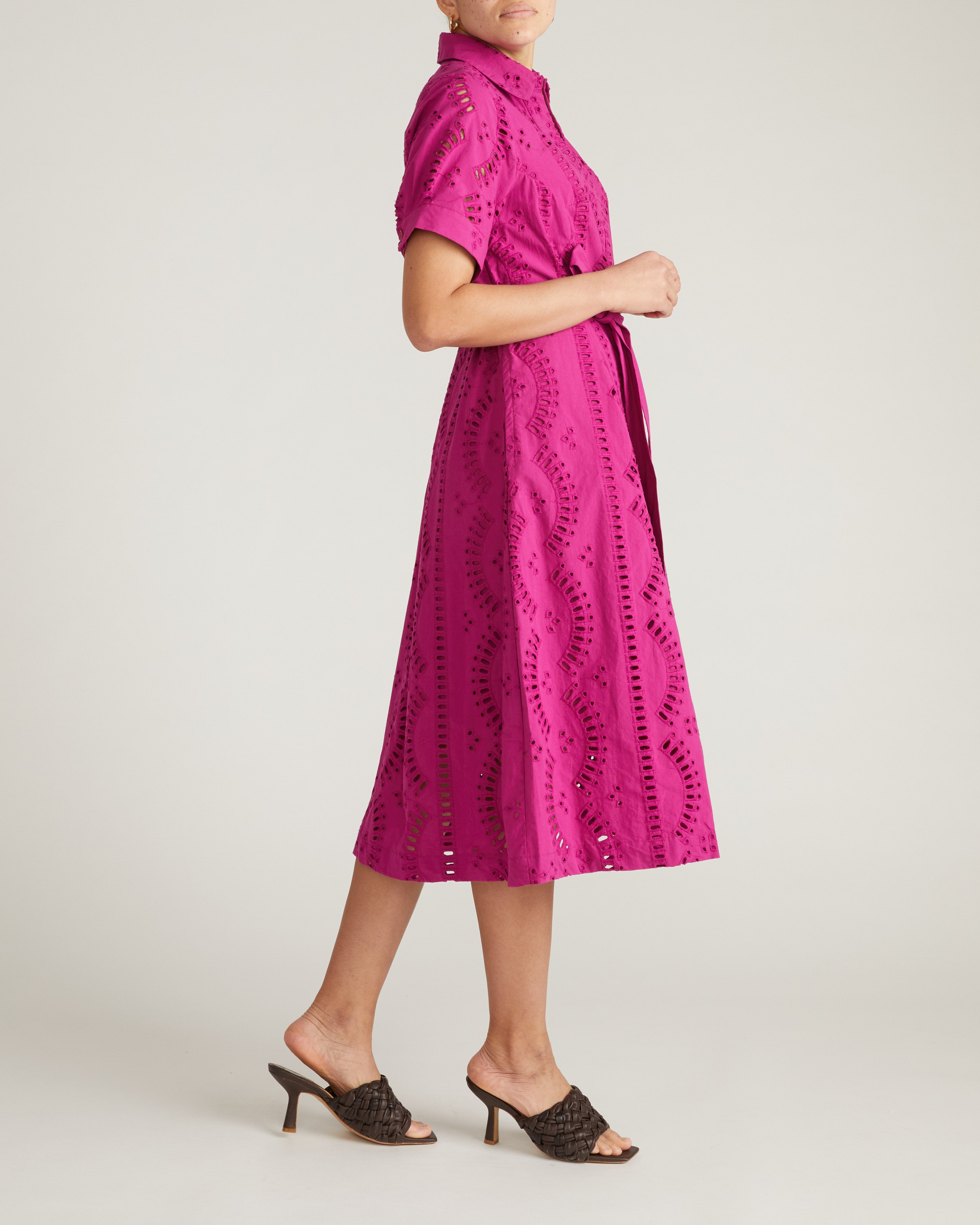 Tina Cotton Poplin Shirtdress - Hyper Pink