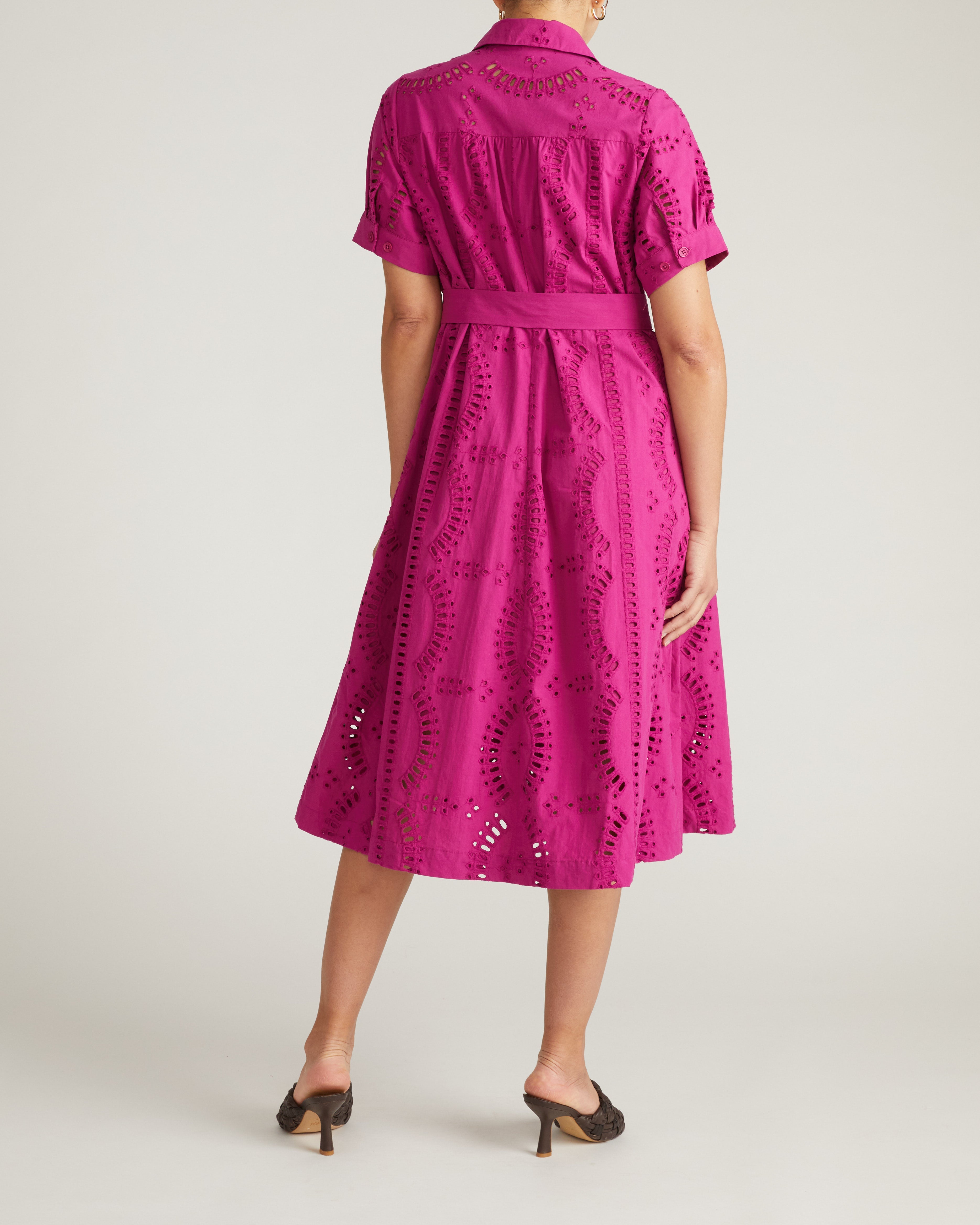 Tina Cotton Poplin Shirtdress - Hyper Pink