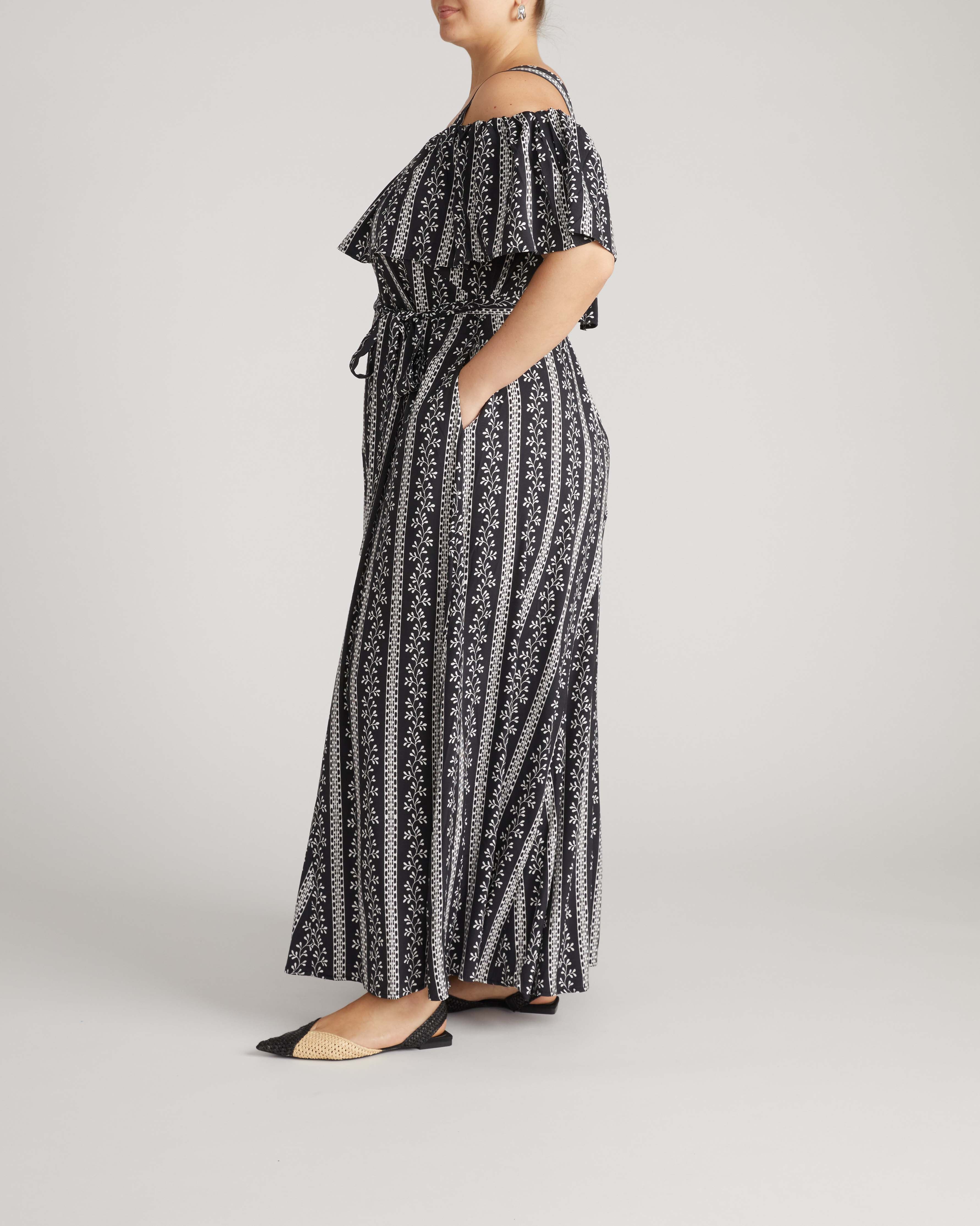 Lisbon Convertible Stretch Cupro Maxi Dress - Florentine Print