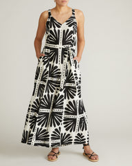Promenade Linen Blend Jumpsuit - Ink Bloom Print