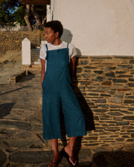 Kora Linen Blend Overalls - Ink Blue